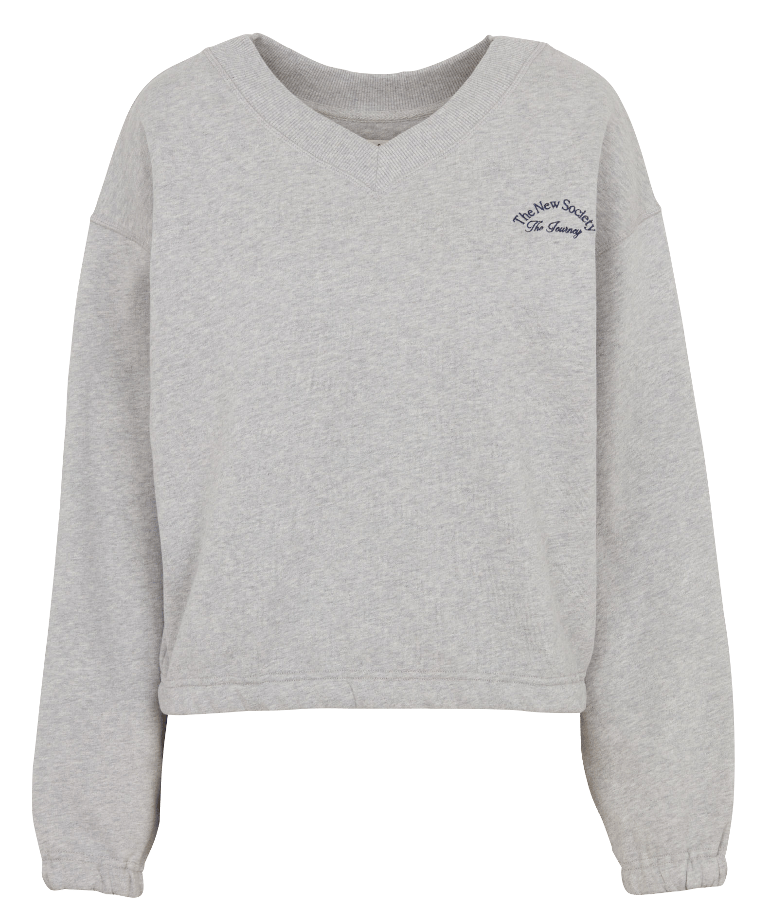 Ruime V-hals sweater van katoenen fleece THE NEW SOCIETY Grijs