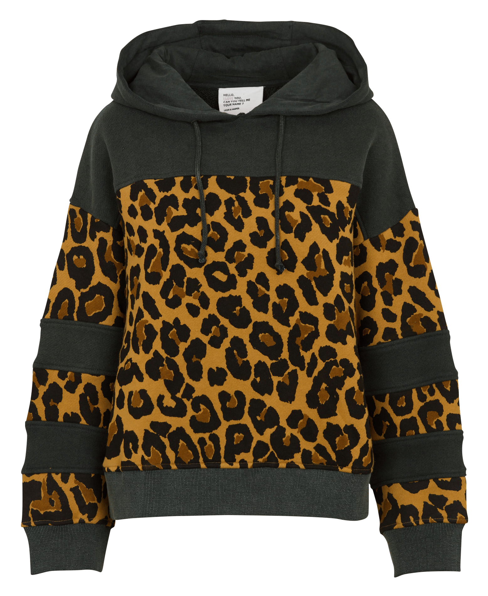 Weites Kapuzensweatshirt mit Leopardenmuster aus Baumwolle. LEON & HARPER Beige