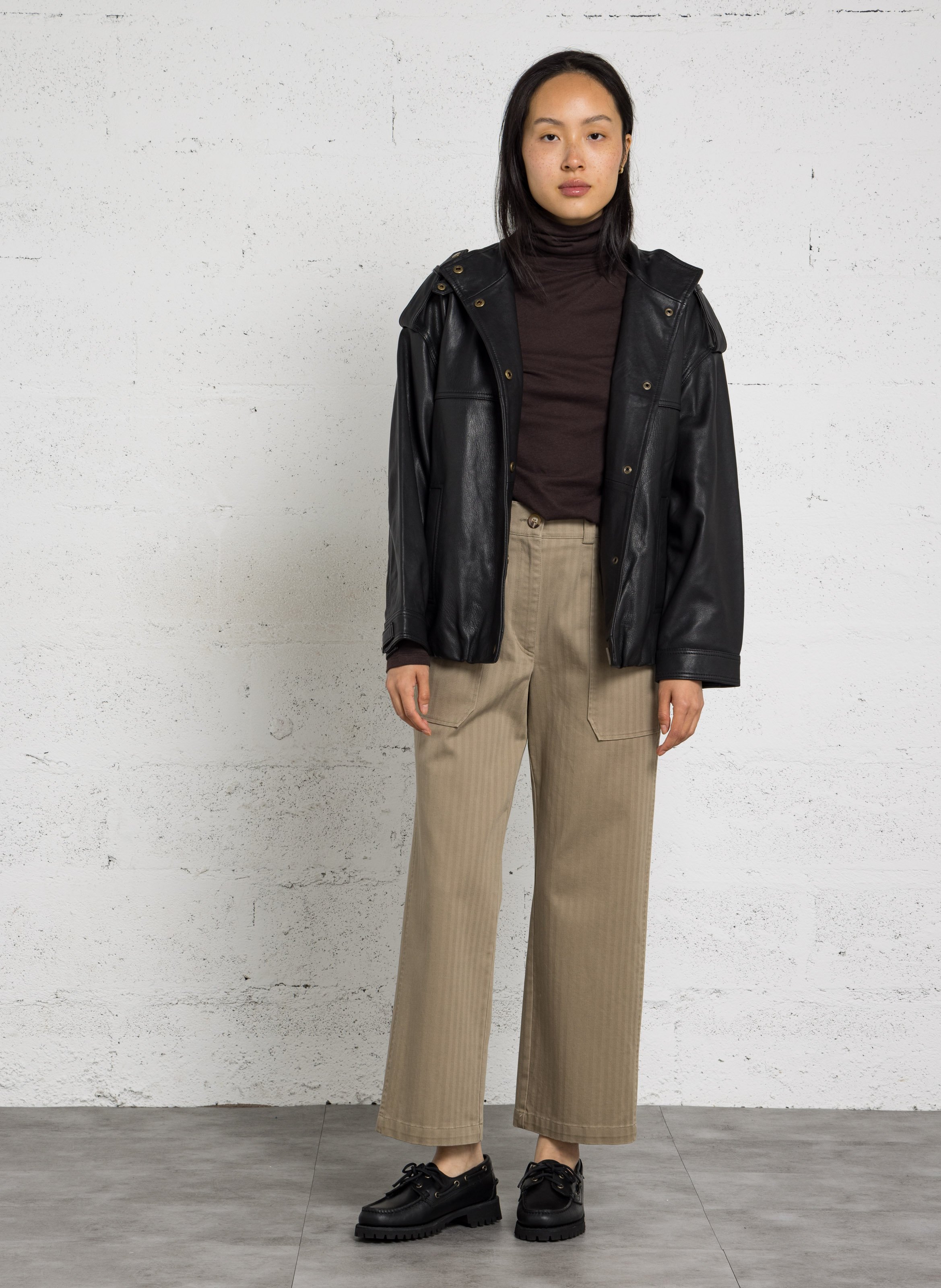Oversized leather jacket MAISON 123 Black