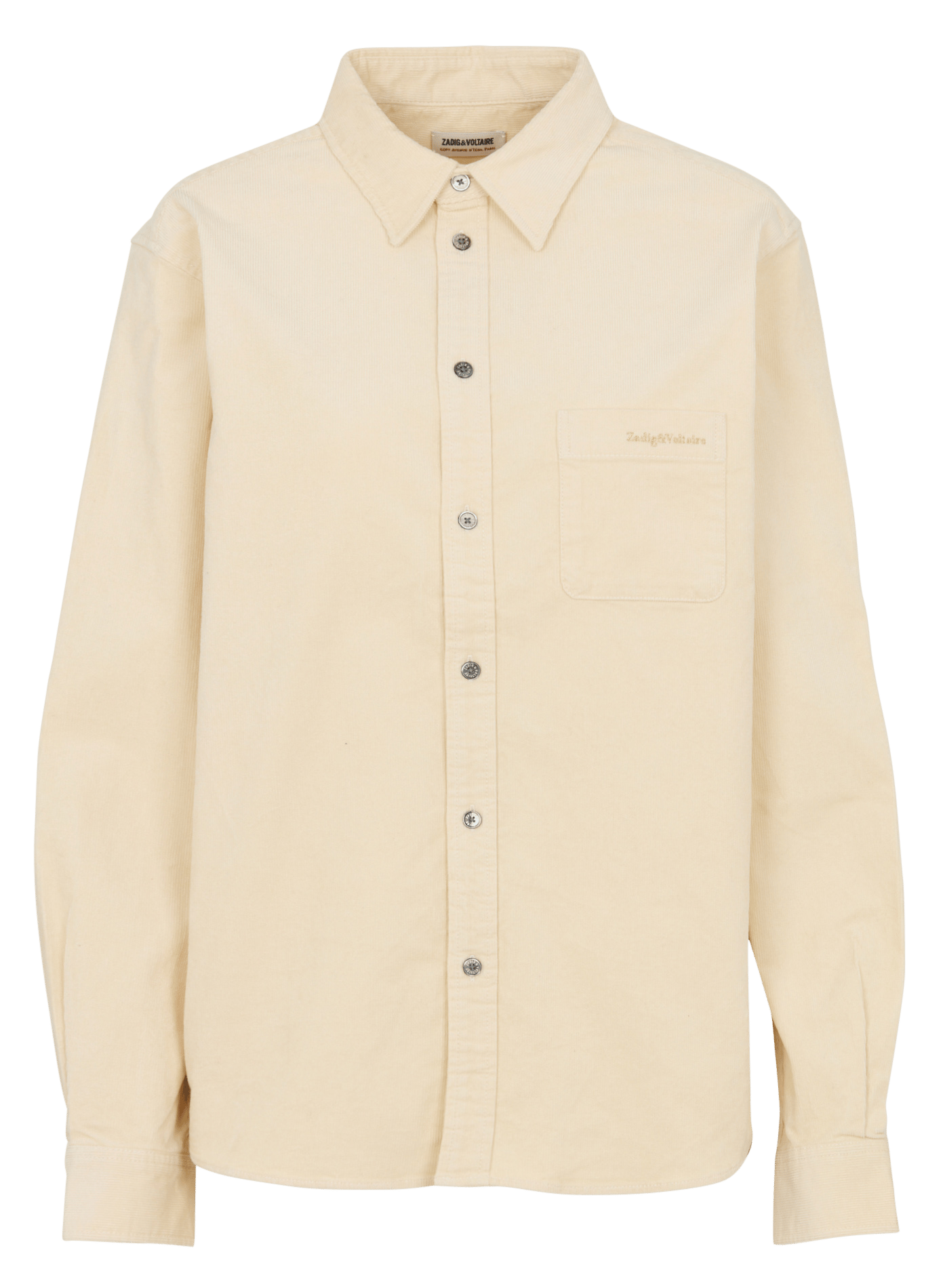 Gerade geschnittene Hemdjacke mit klassischem Kragen aus geripptem Baumwollmix ZADIG&VOLTAIRE Beige