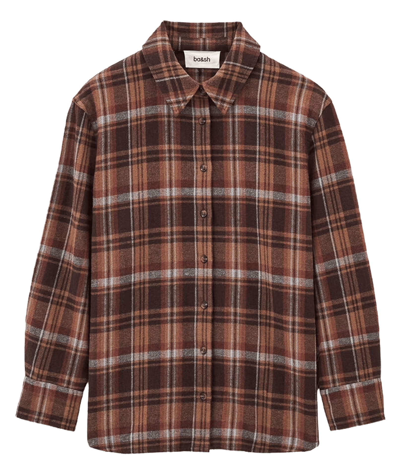 Chemise droite à carreaux en coton BA&SH Marron