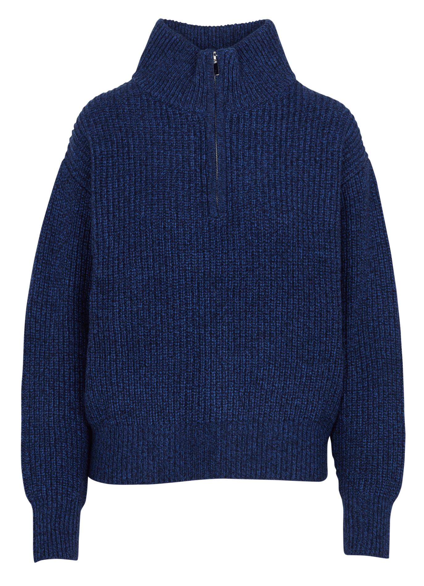 Straight-fit zip-up mock-neck knit sweater KOOKAI Blue