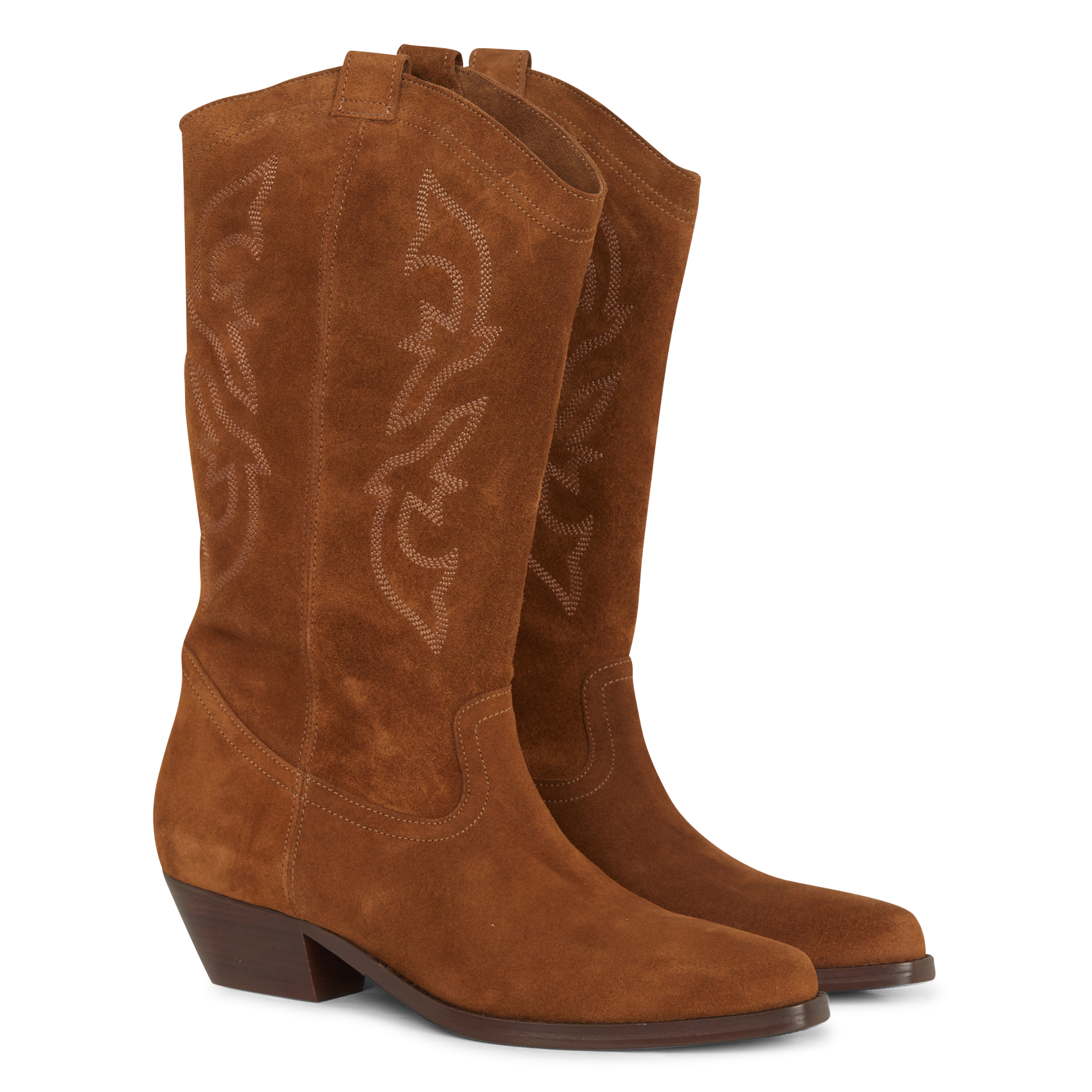 Bottines à broderies en cuir  BA&SH Marron