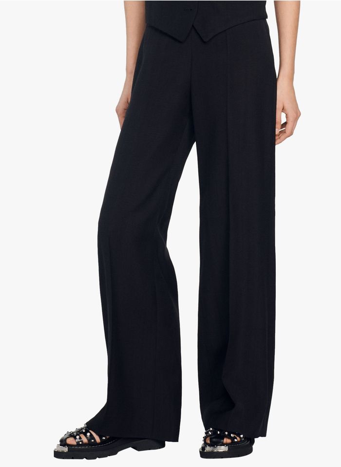 SANDRO Pantalon large taille haute  | Noir