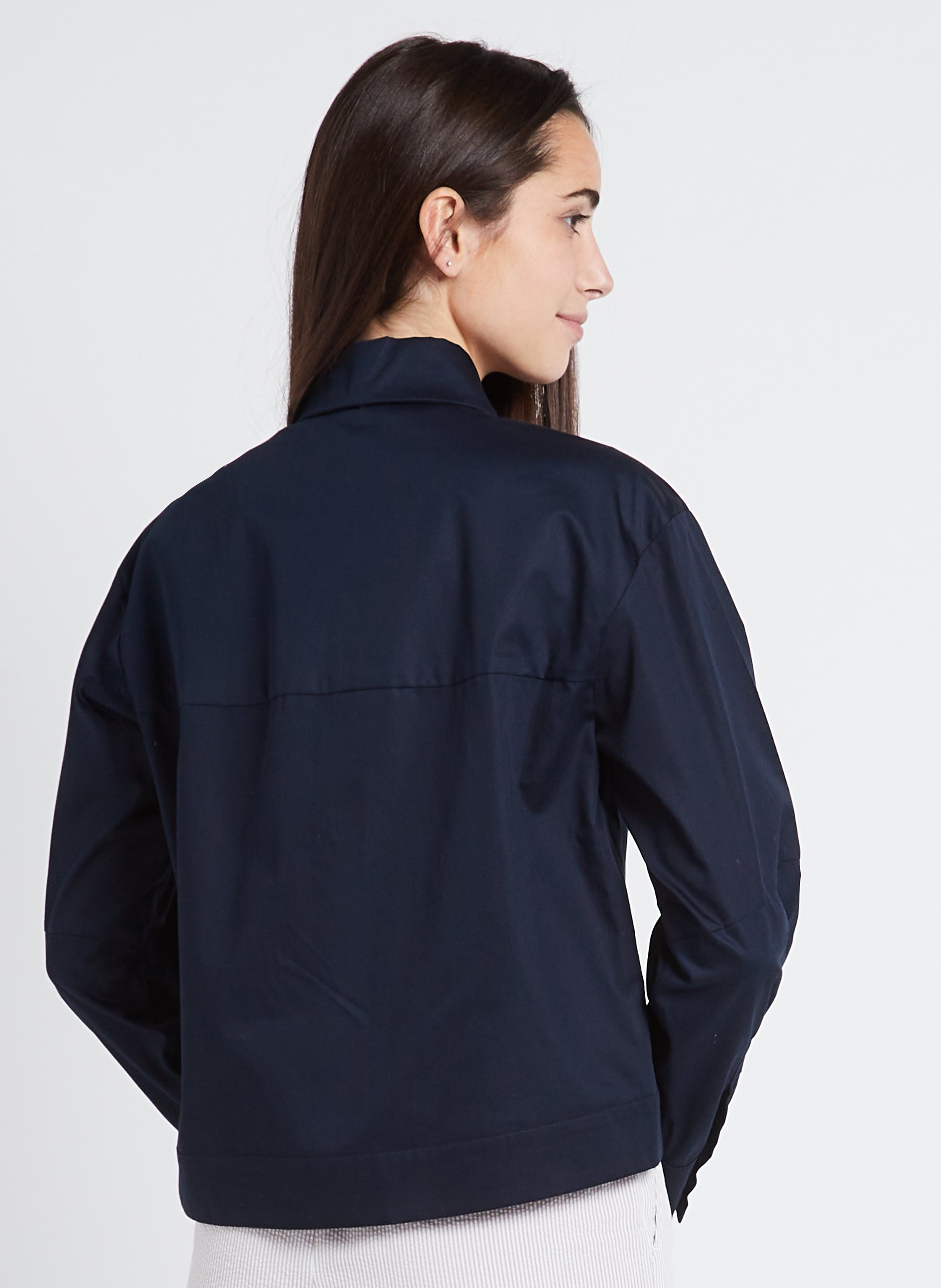 Cropped satin-effect cotton shirt MAX MARA LEISURE Blue