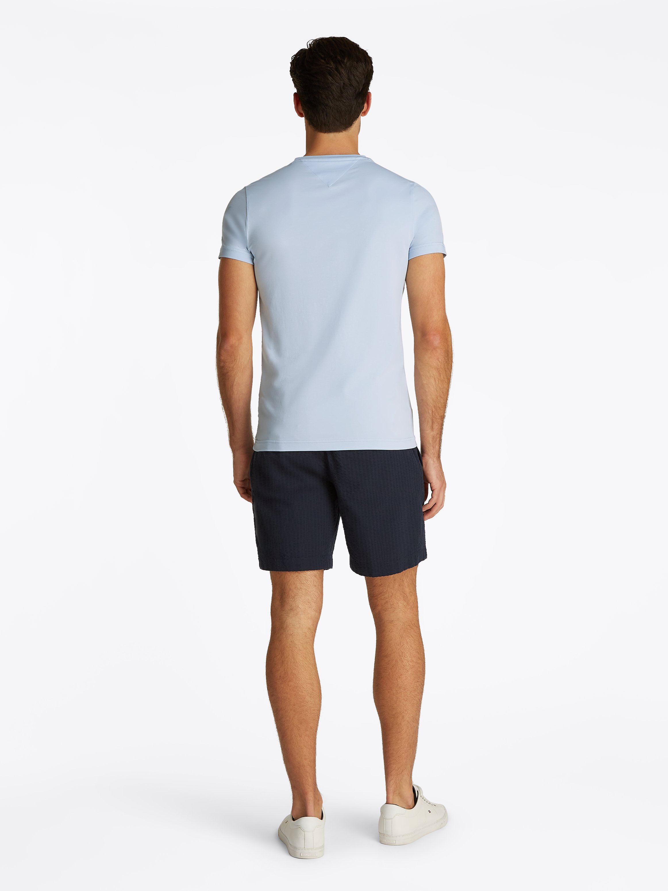 Tee-shirt col rond slim-fit en coton bio TOMMY HILFIGER Bleu