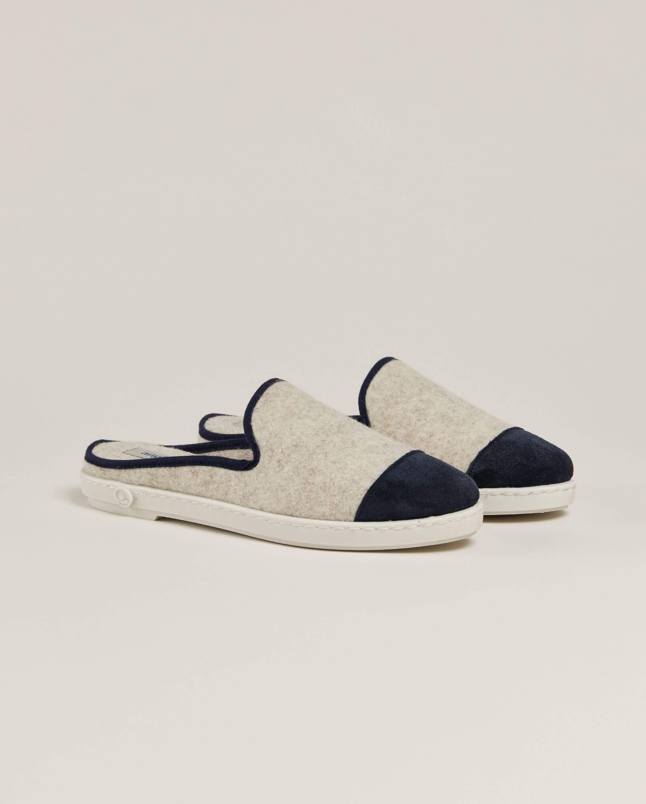 Women's wool mule, beige navy ANGARDE Beige