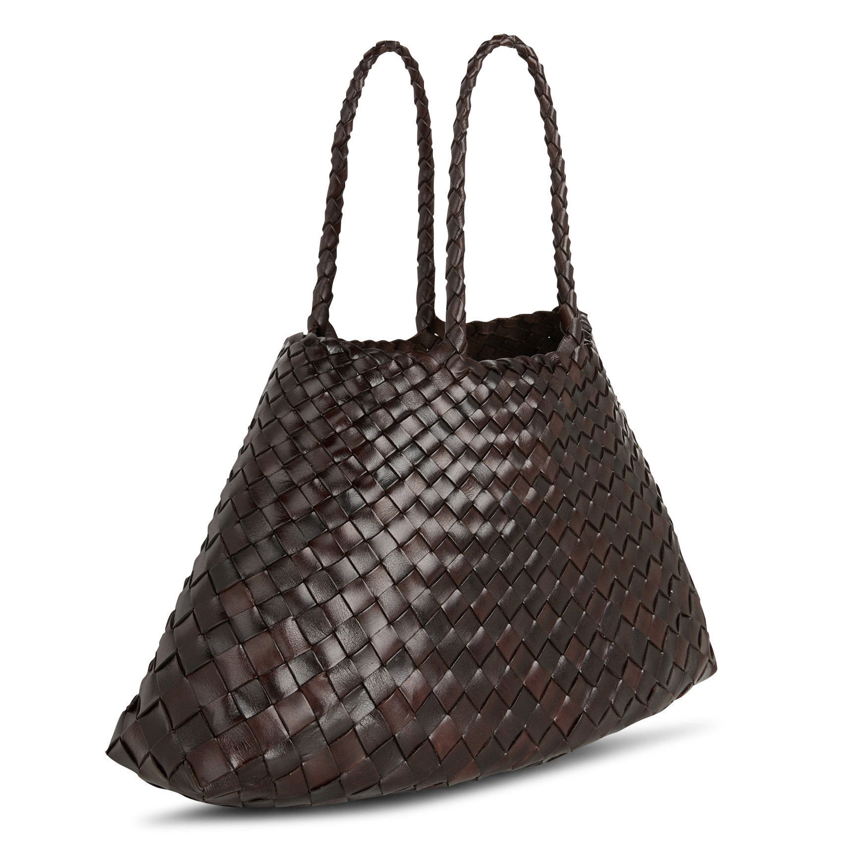 Effen, leren handtas DRAGON DIFFUSION Bruin