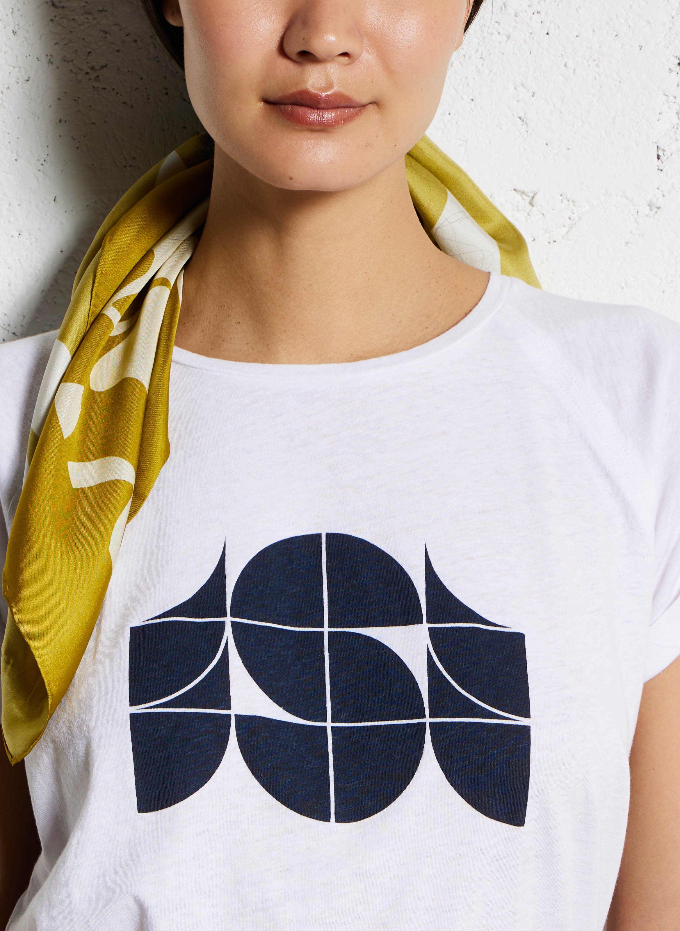 T-shirt met ronde hals en zeefdruk | katoenblend Wit