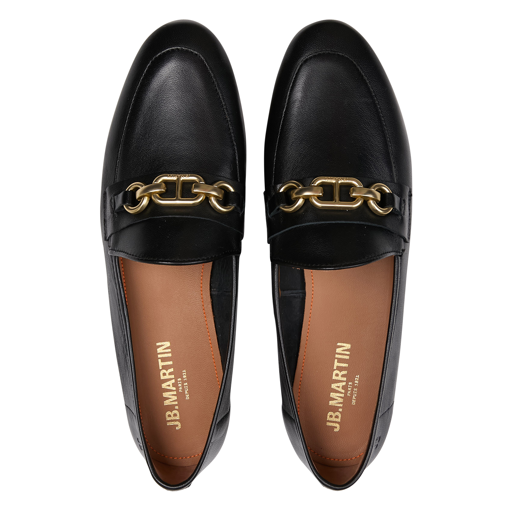 Mocassins plats avec chaine en cuir JB MARTIN Noir