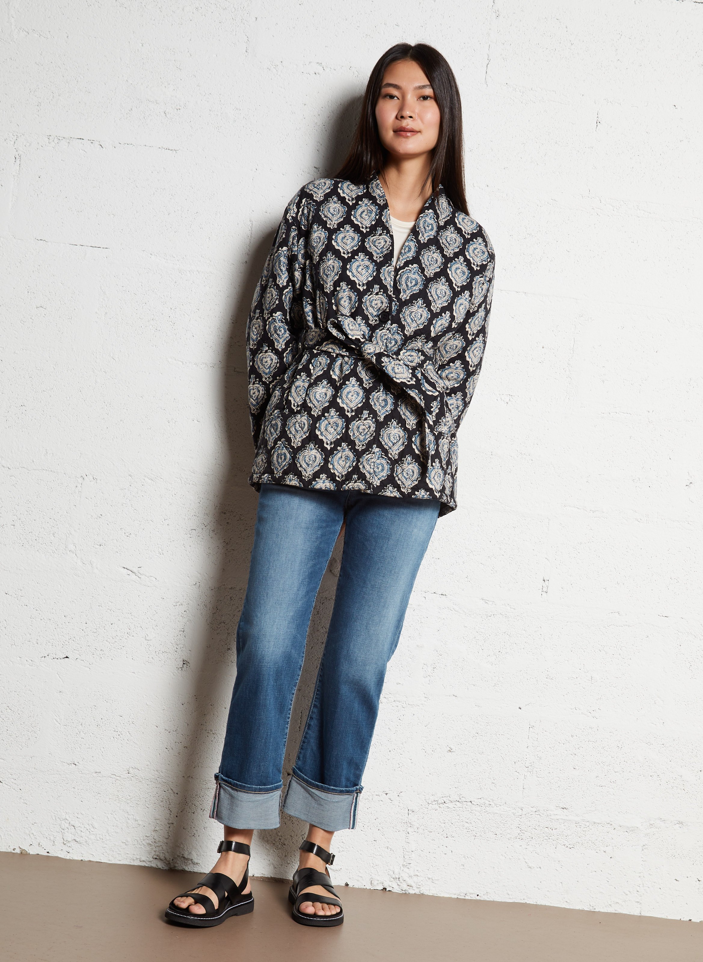 Jean droit en coton PLEASE Bleu