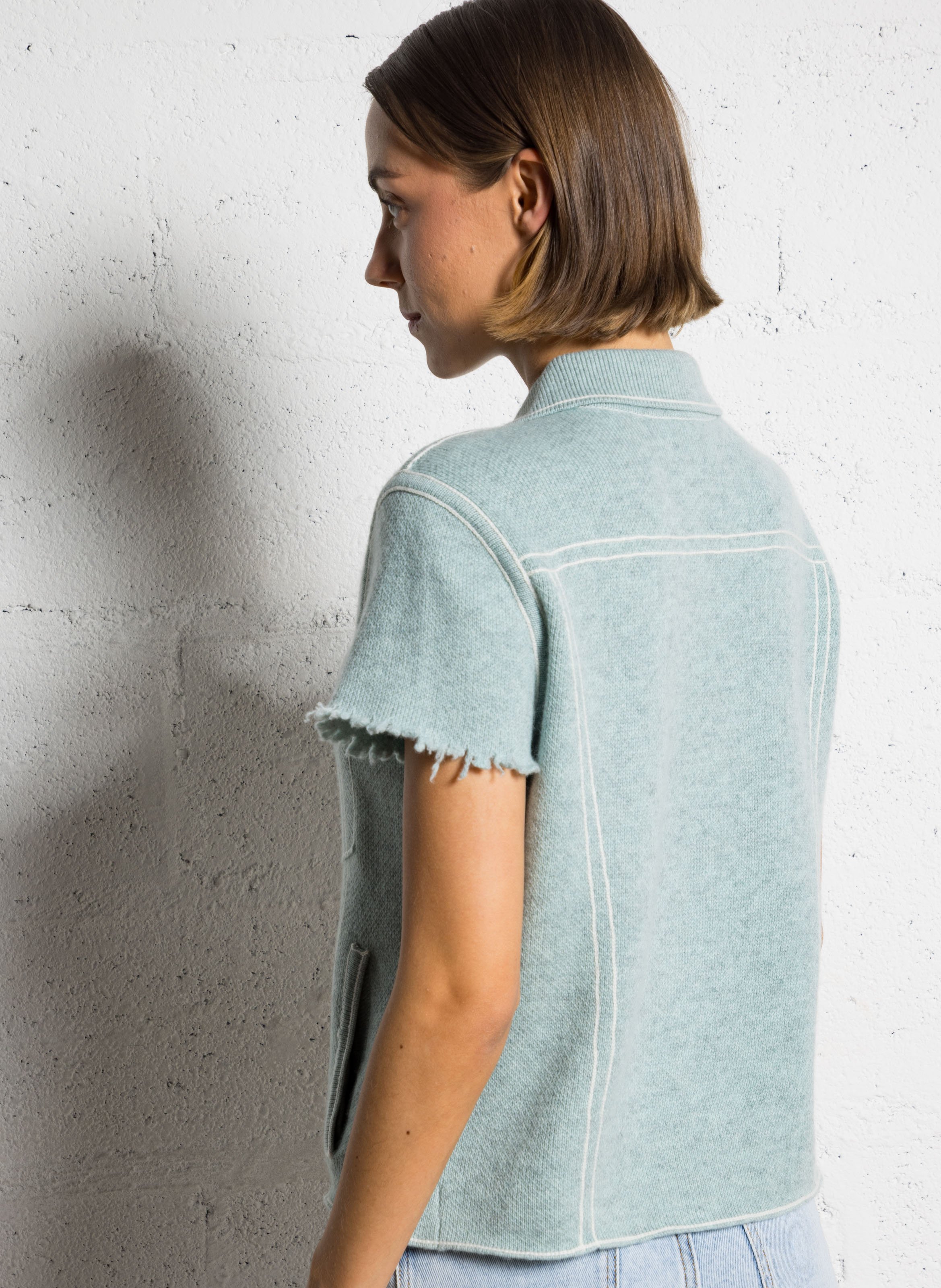 Top col classique en cachemire KUJTEN Vert