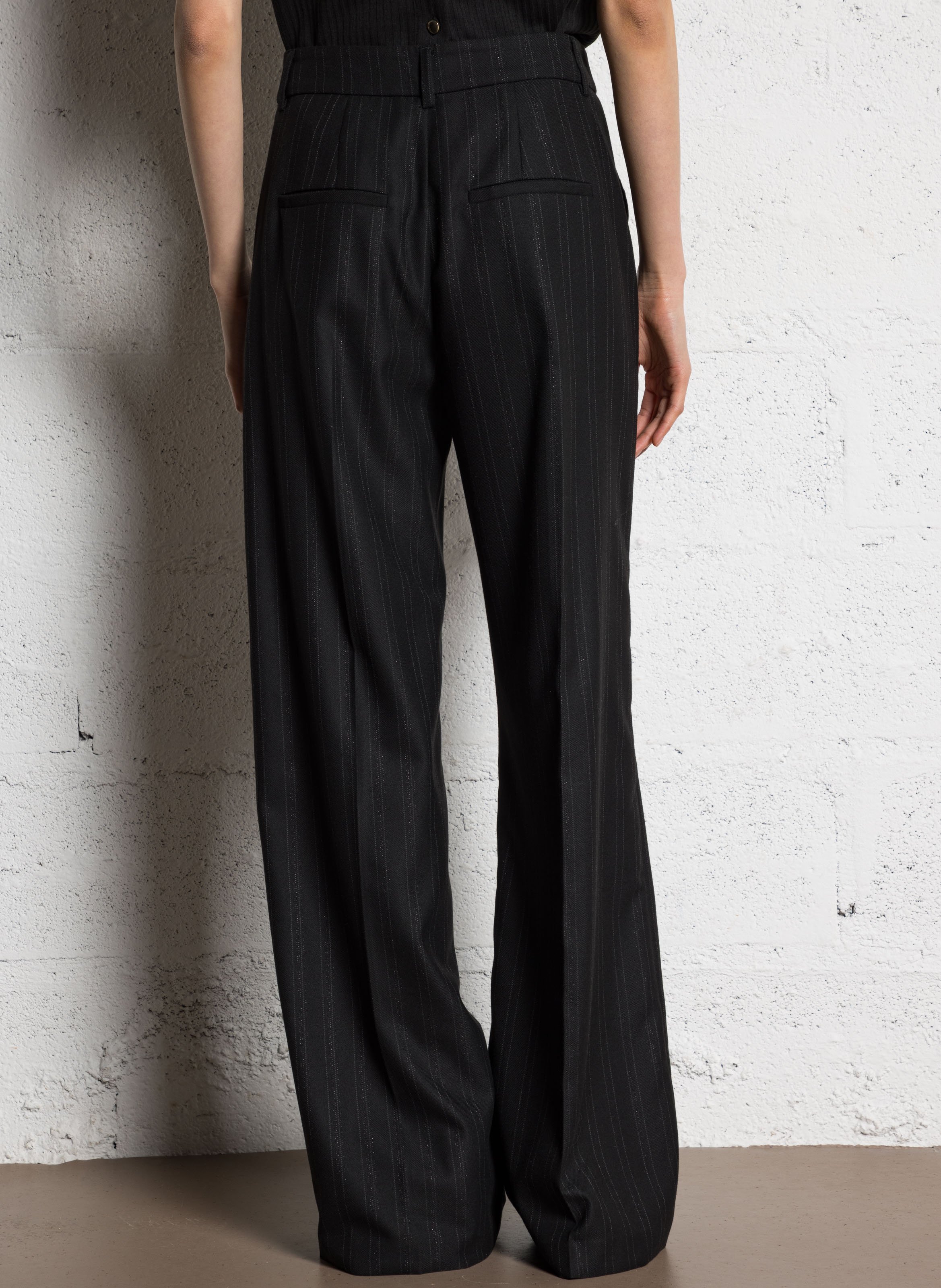 Tailored Striped Trousers I CODE Black