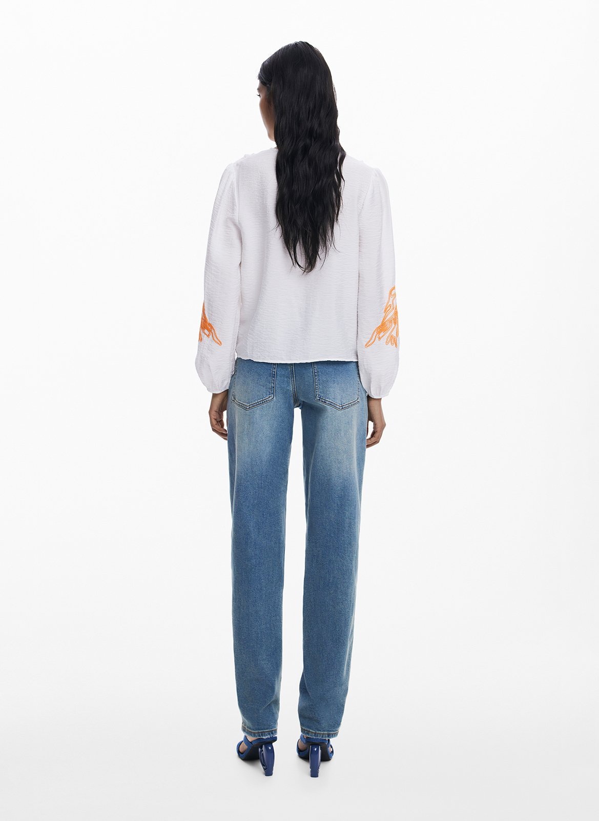 Blouse droite col V DESIGUAL Blanc