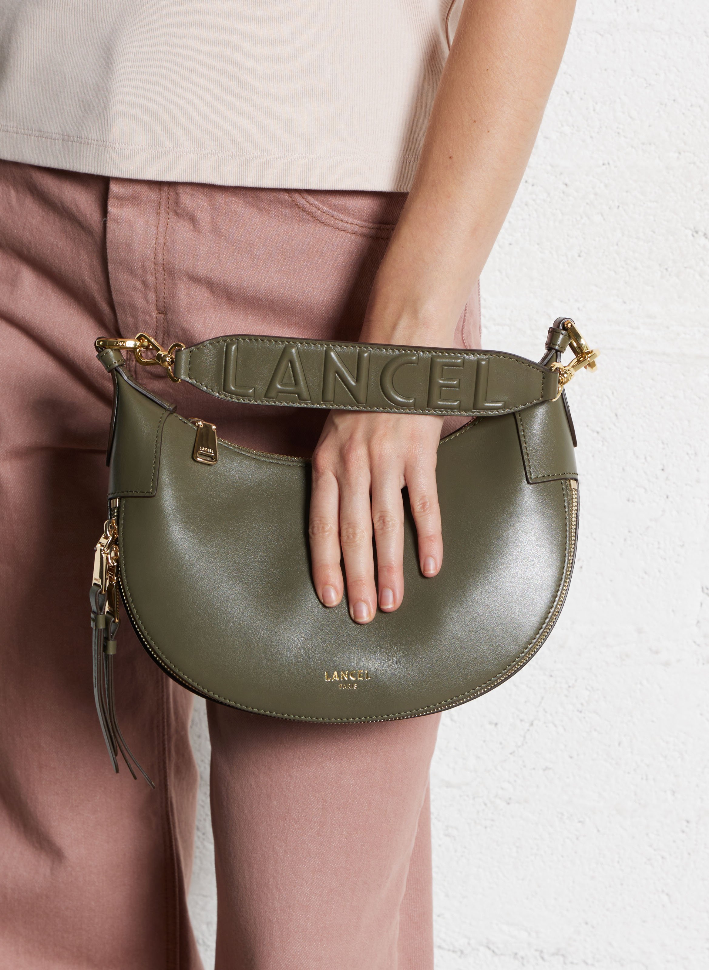 Sac bandoulière en cuir LANCEL Kaki