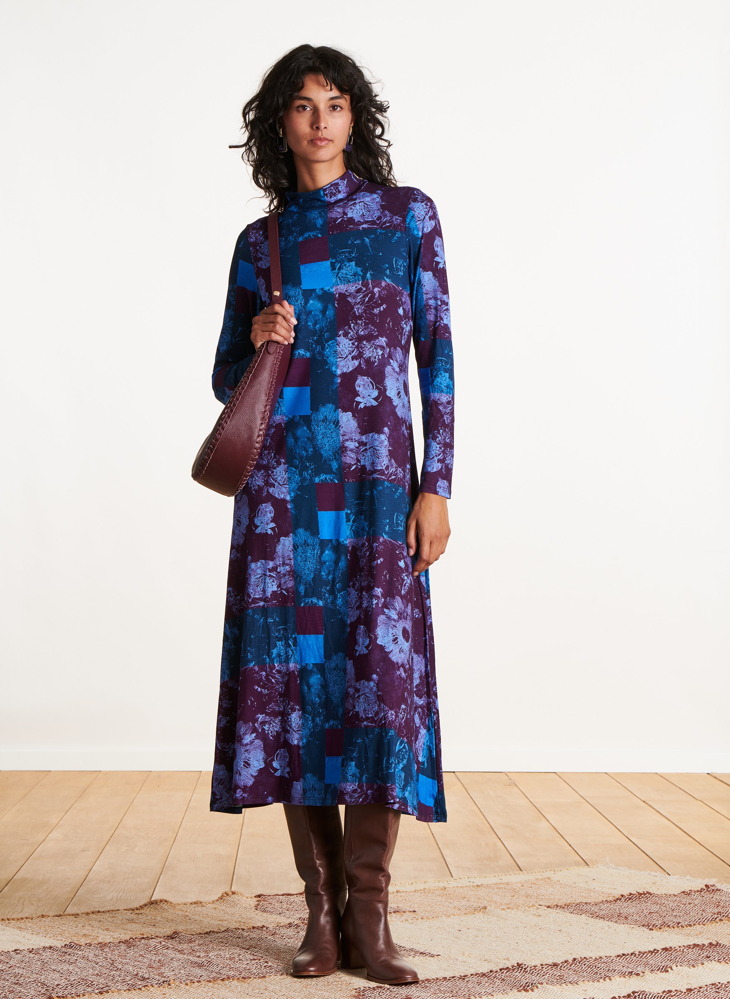 Robe midi col montant LA FEE MARABOUTEE Violet