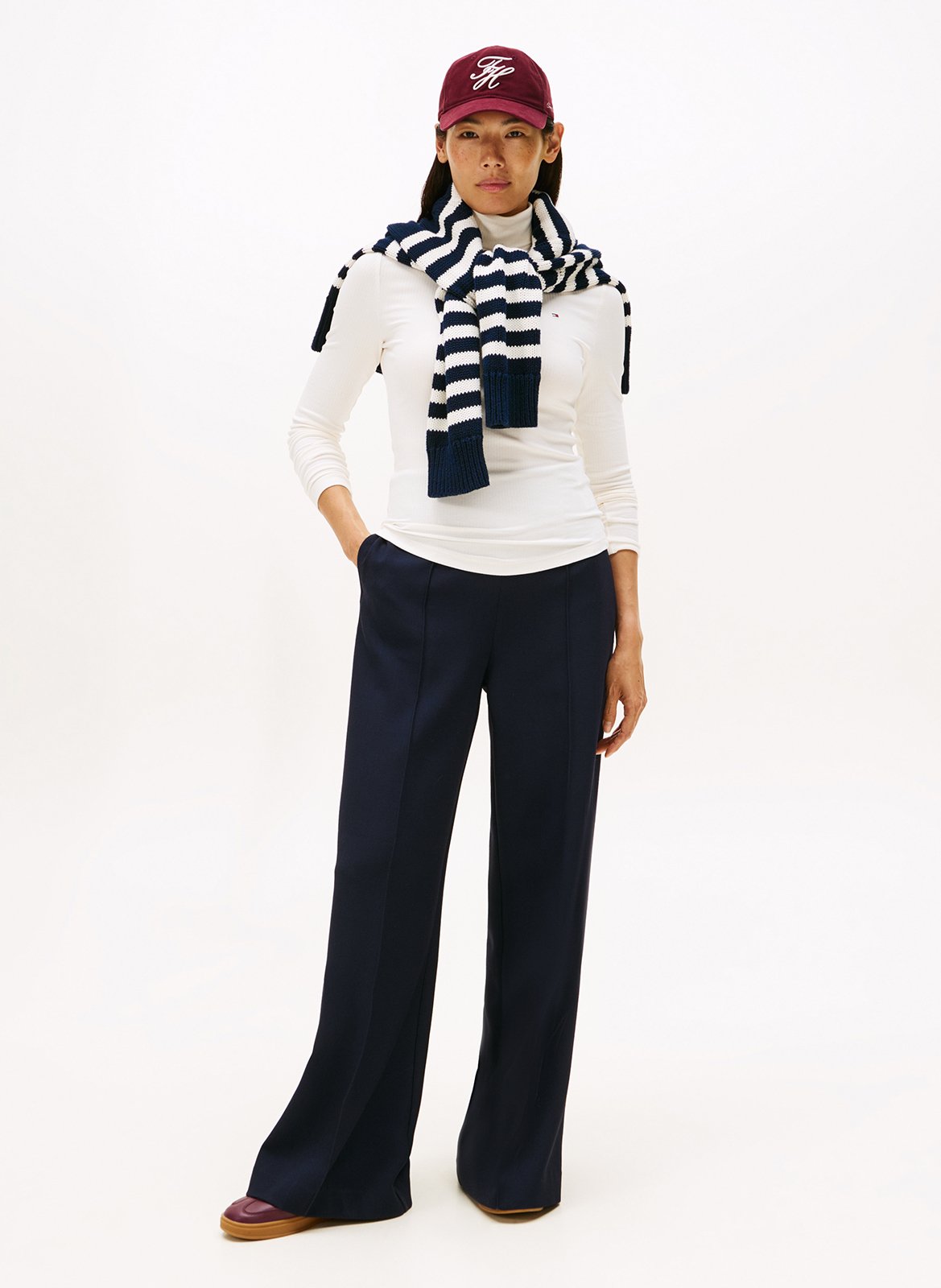 Tee-shirt col roulé à rayures TOMMY HILFIGER Blanc