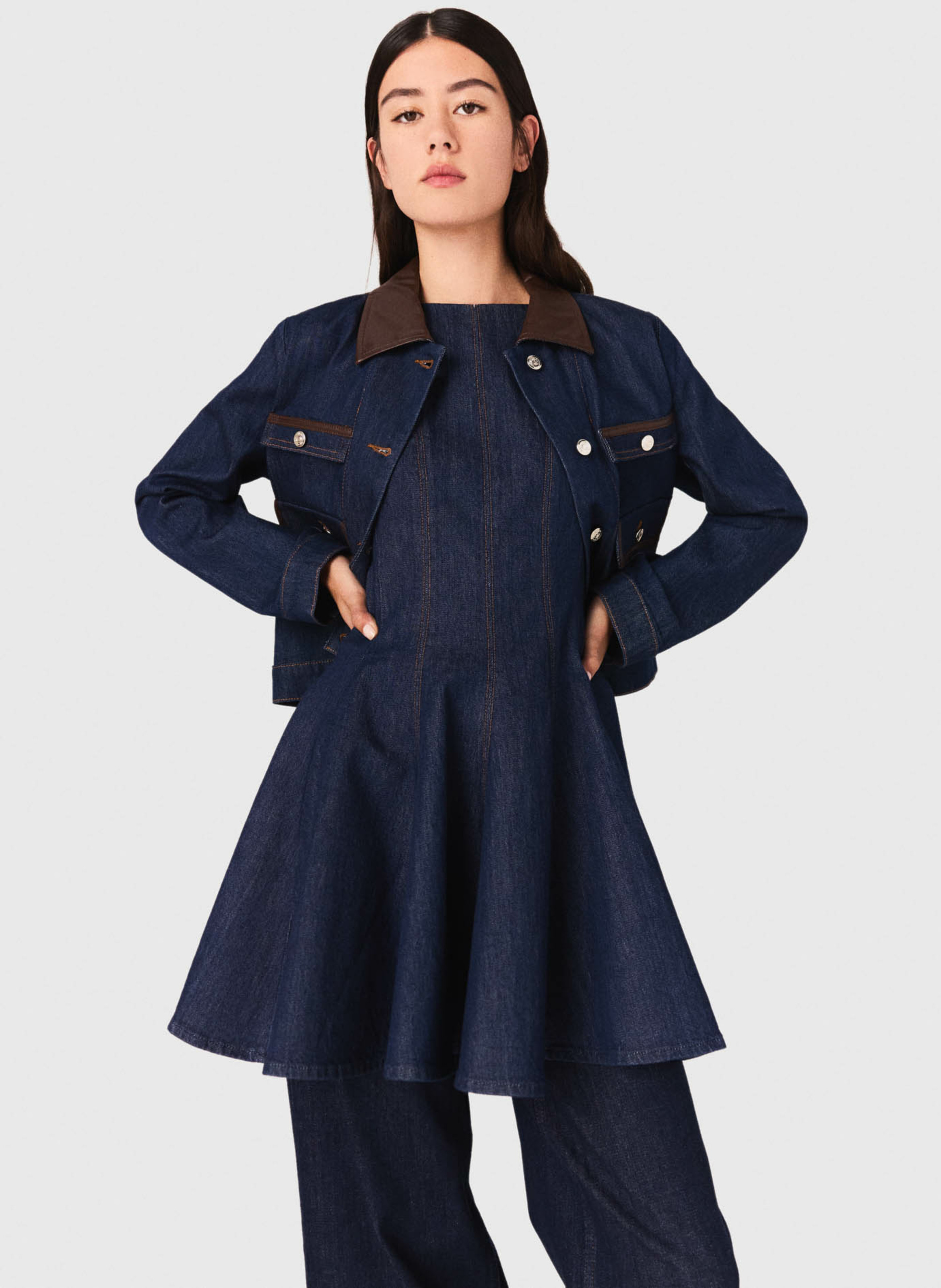 Veste en jean col classique MAJE Bleu