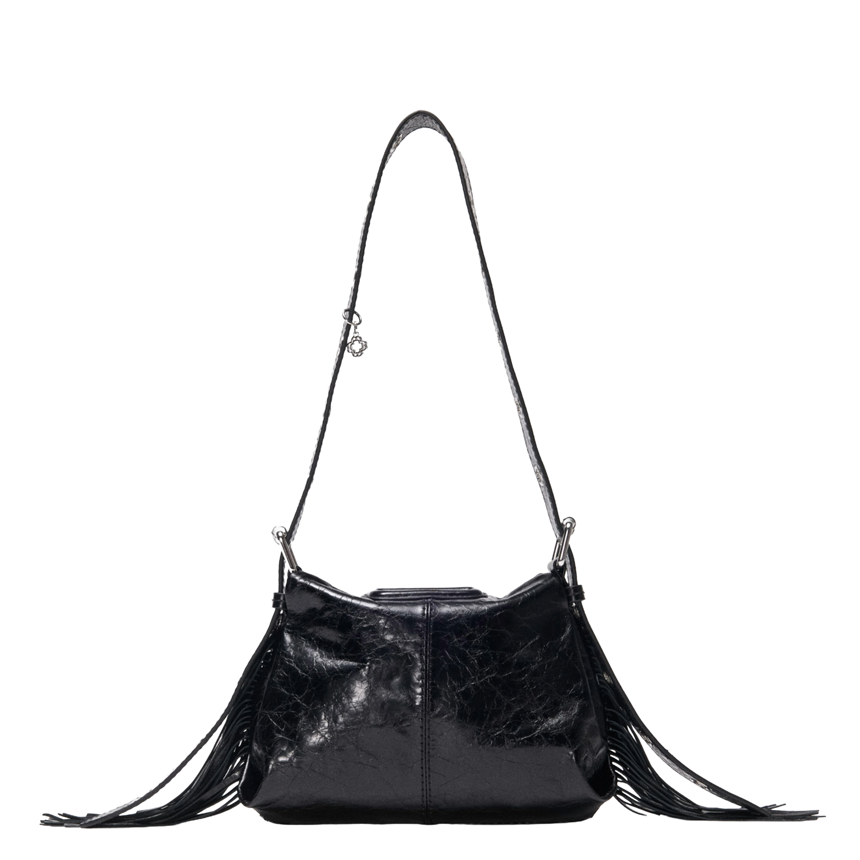 Sac porté épaule en cuir MAJE Noir