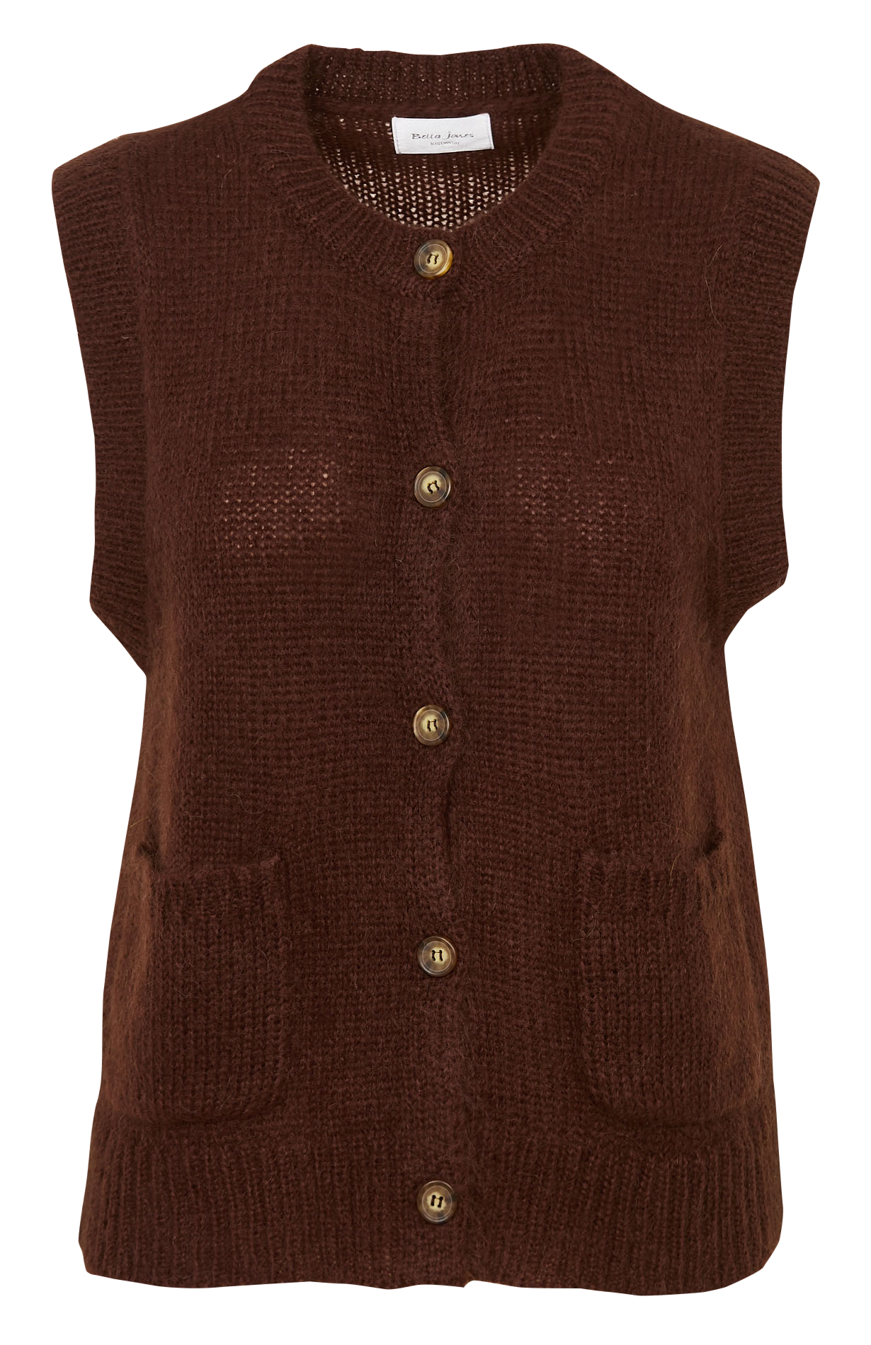 Round-neck mixed-knit cardigan BELLA JONES Green