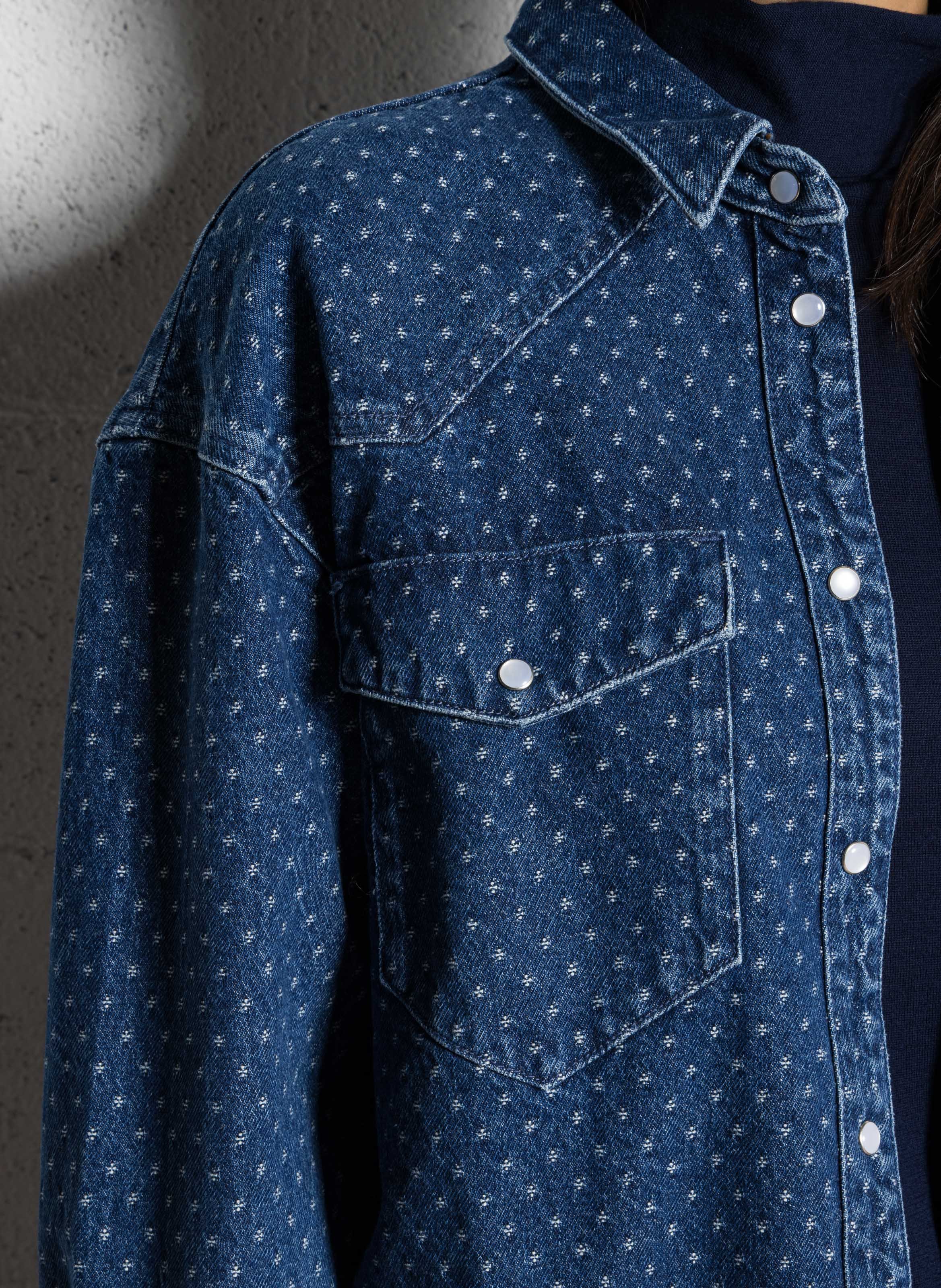 Chemise col classique en denim DES PETITS HAUTS Bleu