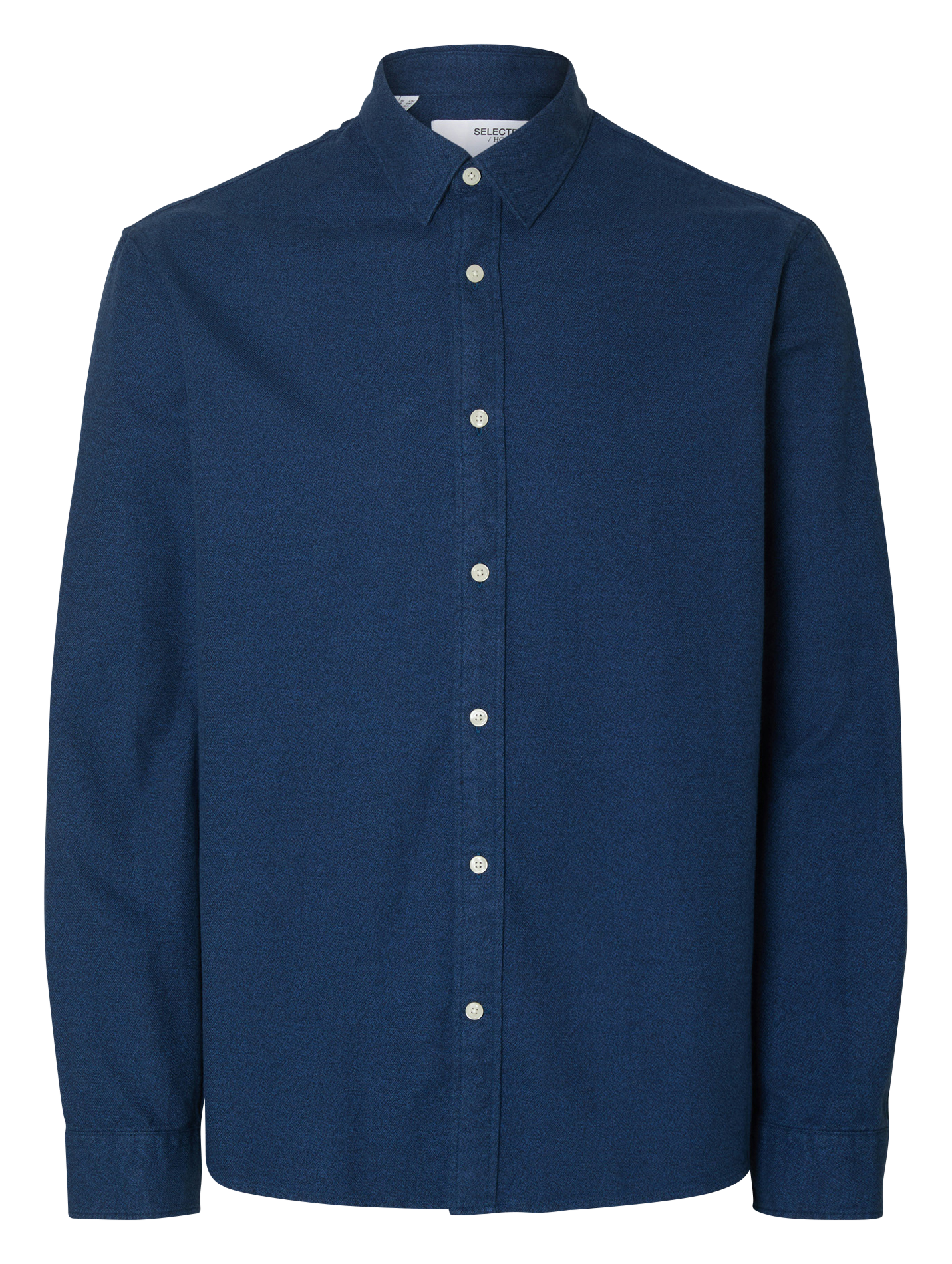 Chemise droite col classique en coton bio SELECTED Bleu