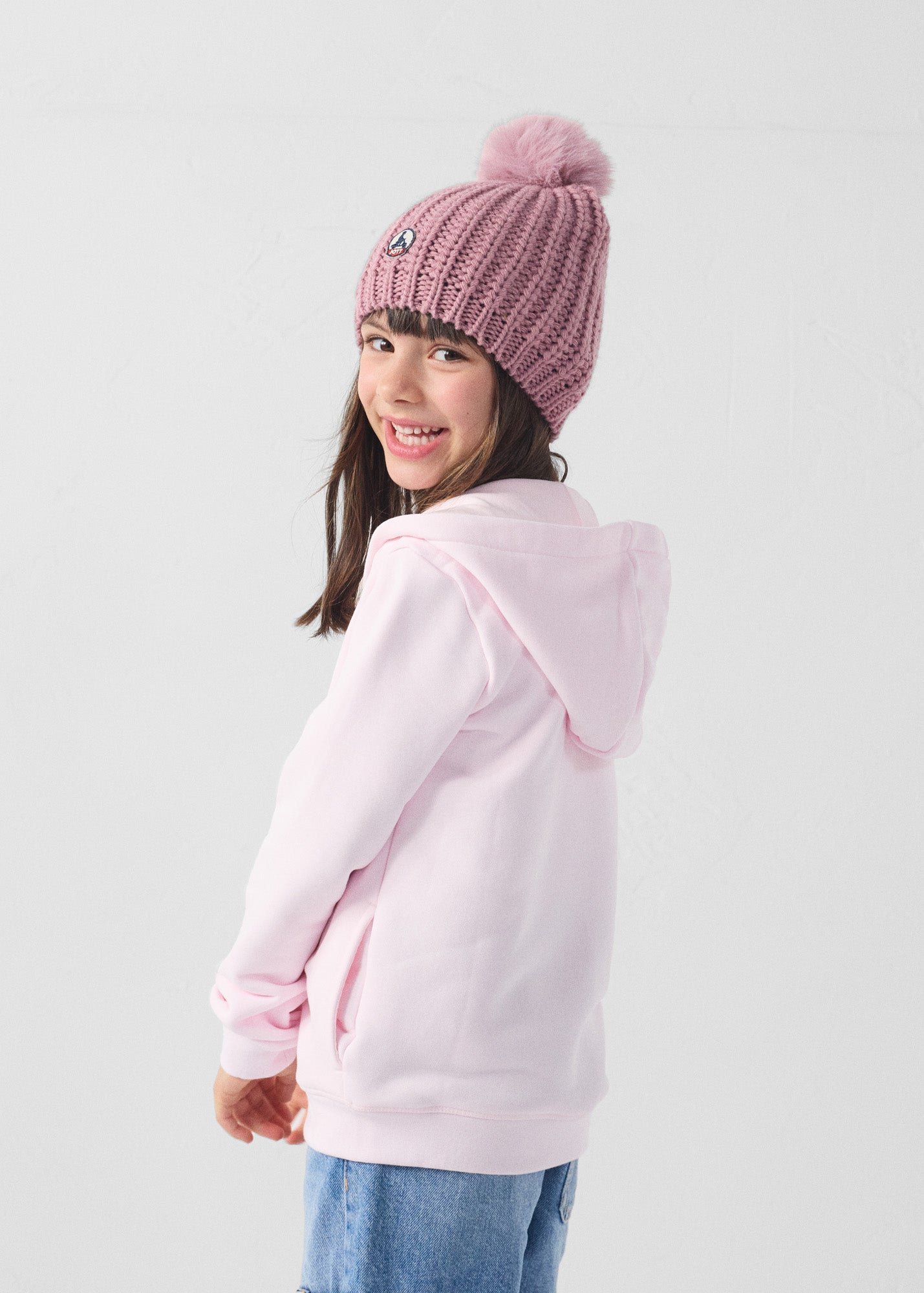 Child's zip-up hooded jacket in petal pink arie JOTT Pink