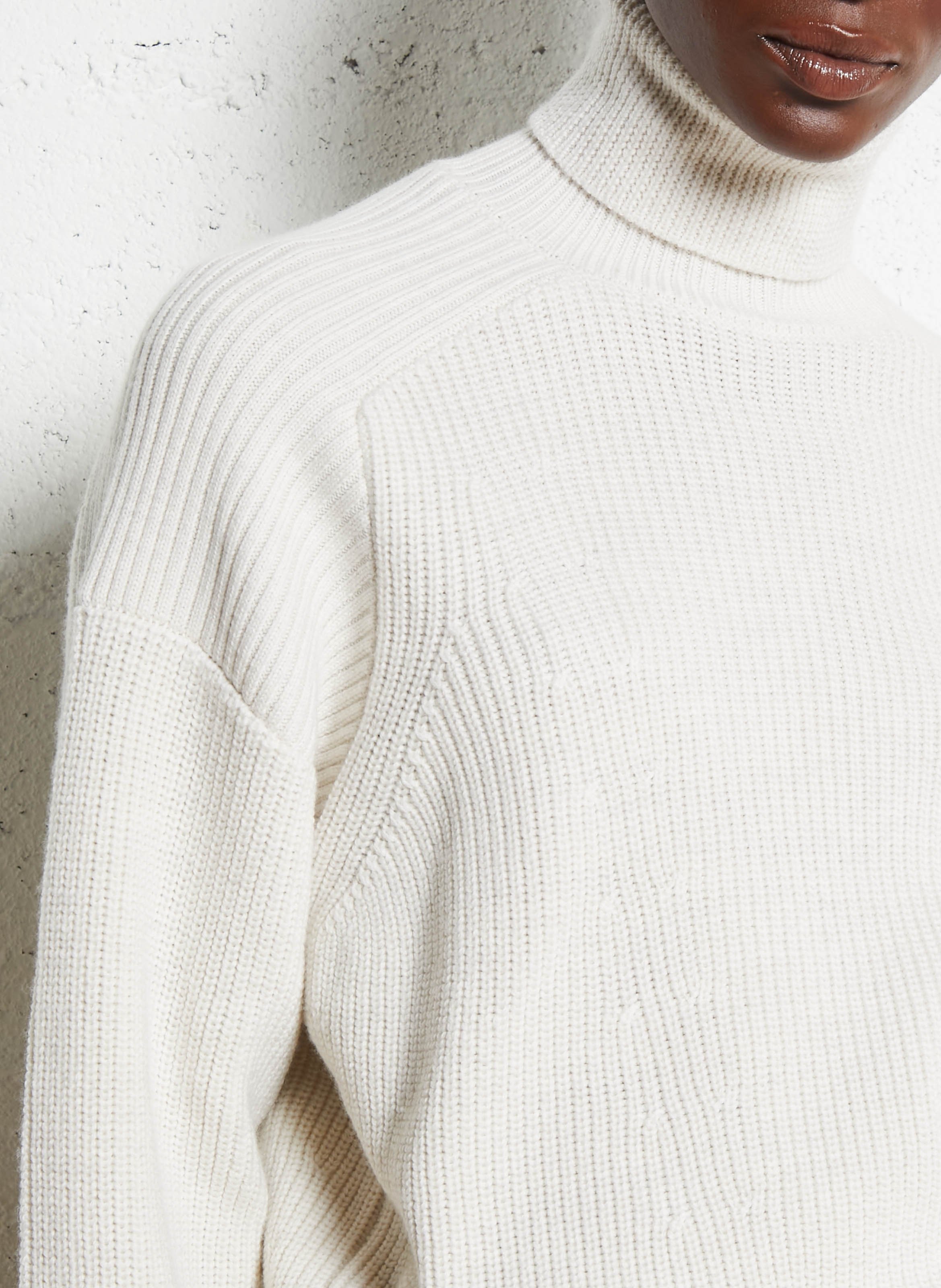 Pull ample col roulé en laine mérinos MAJESTIC FILATURES Beige