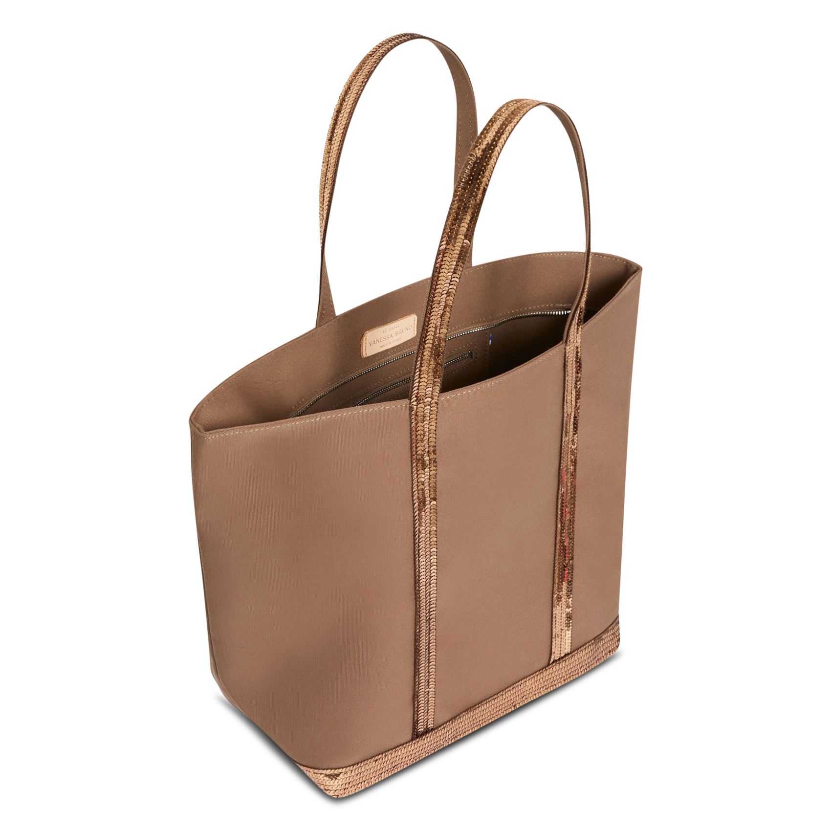 Cabas L à sequins en toile de coton  VANESSA BRUNO Marron