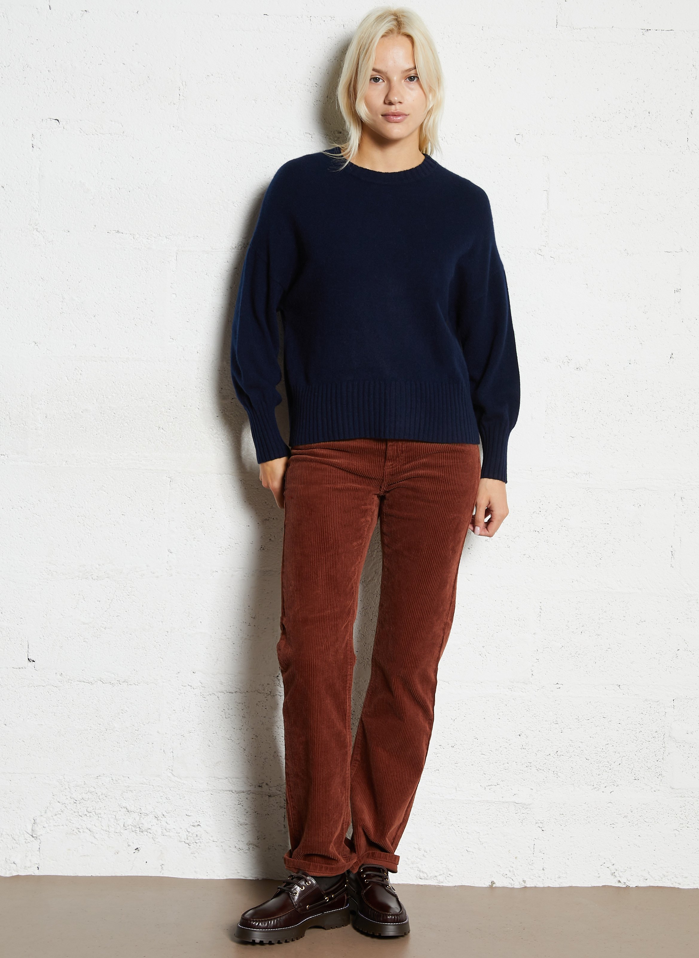 Pull oversize col rond en cachemire SUD EXPRESS Bleu