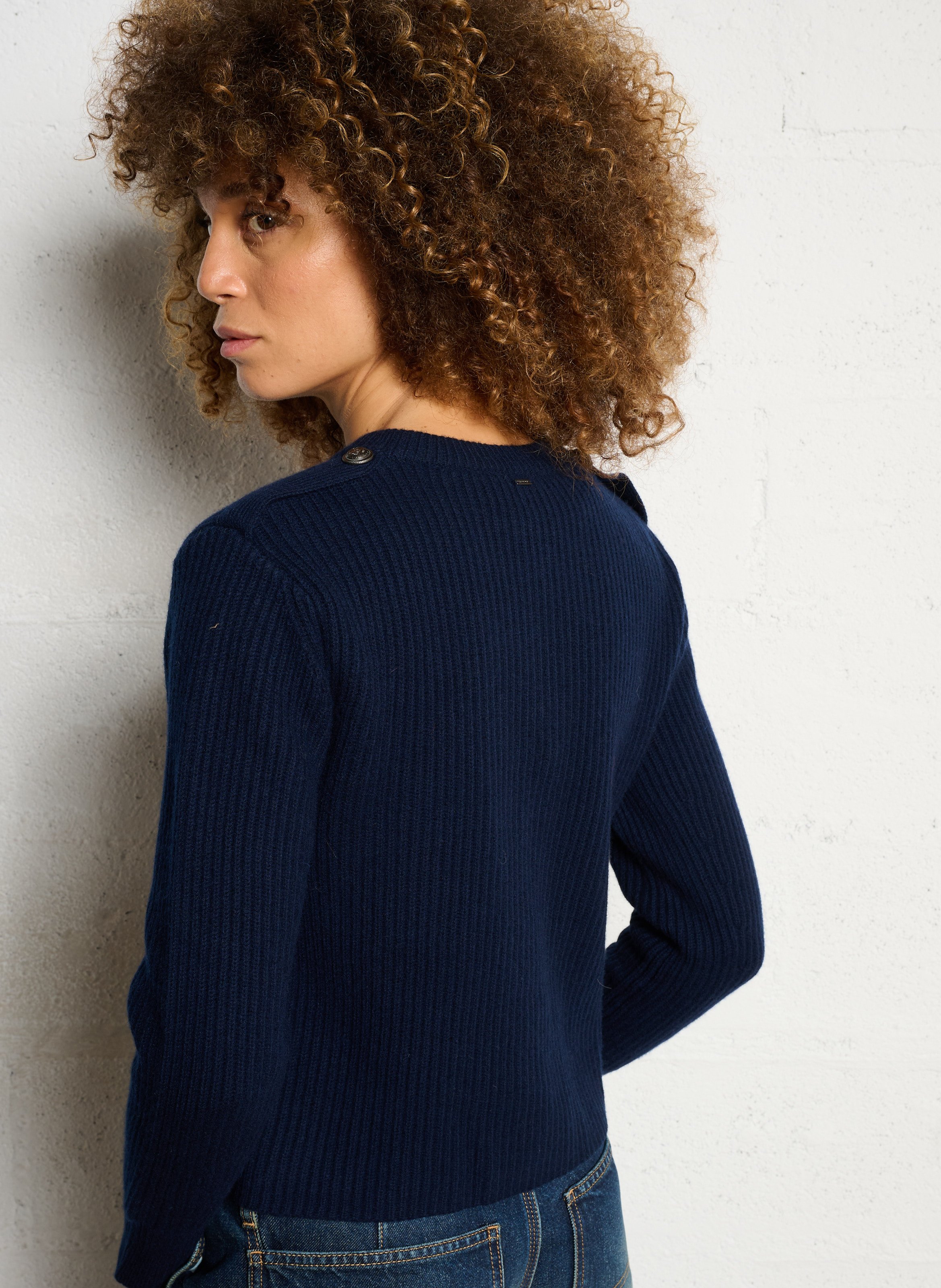 Gilet en laine col rond  IKKS Bleu