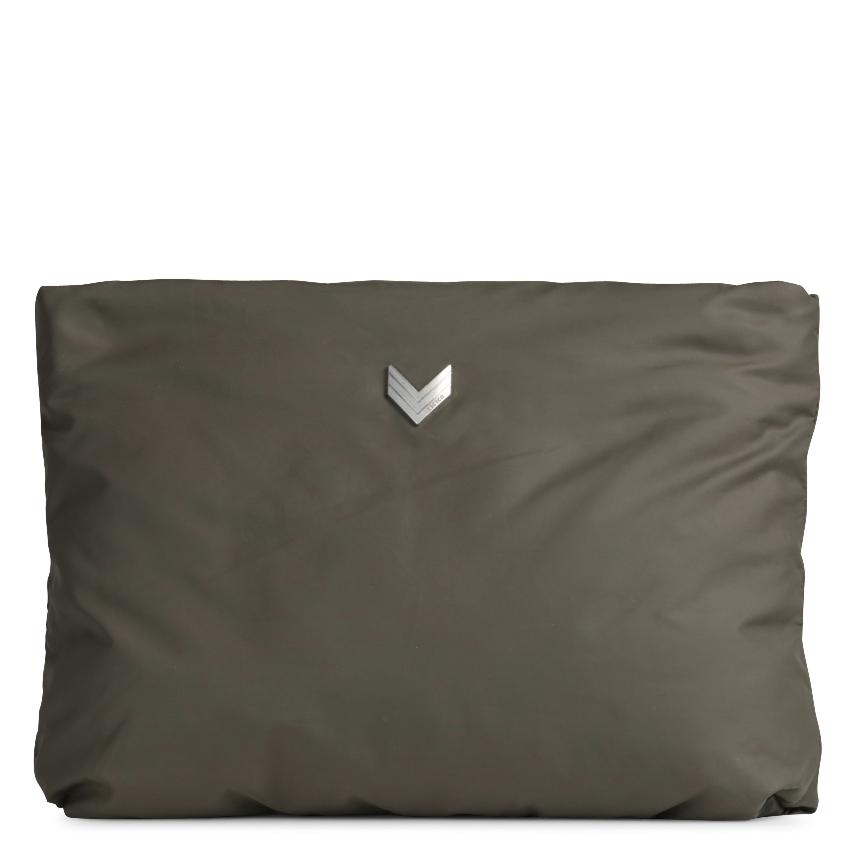 Solid puffy clutch with zipper IKKS Khaki