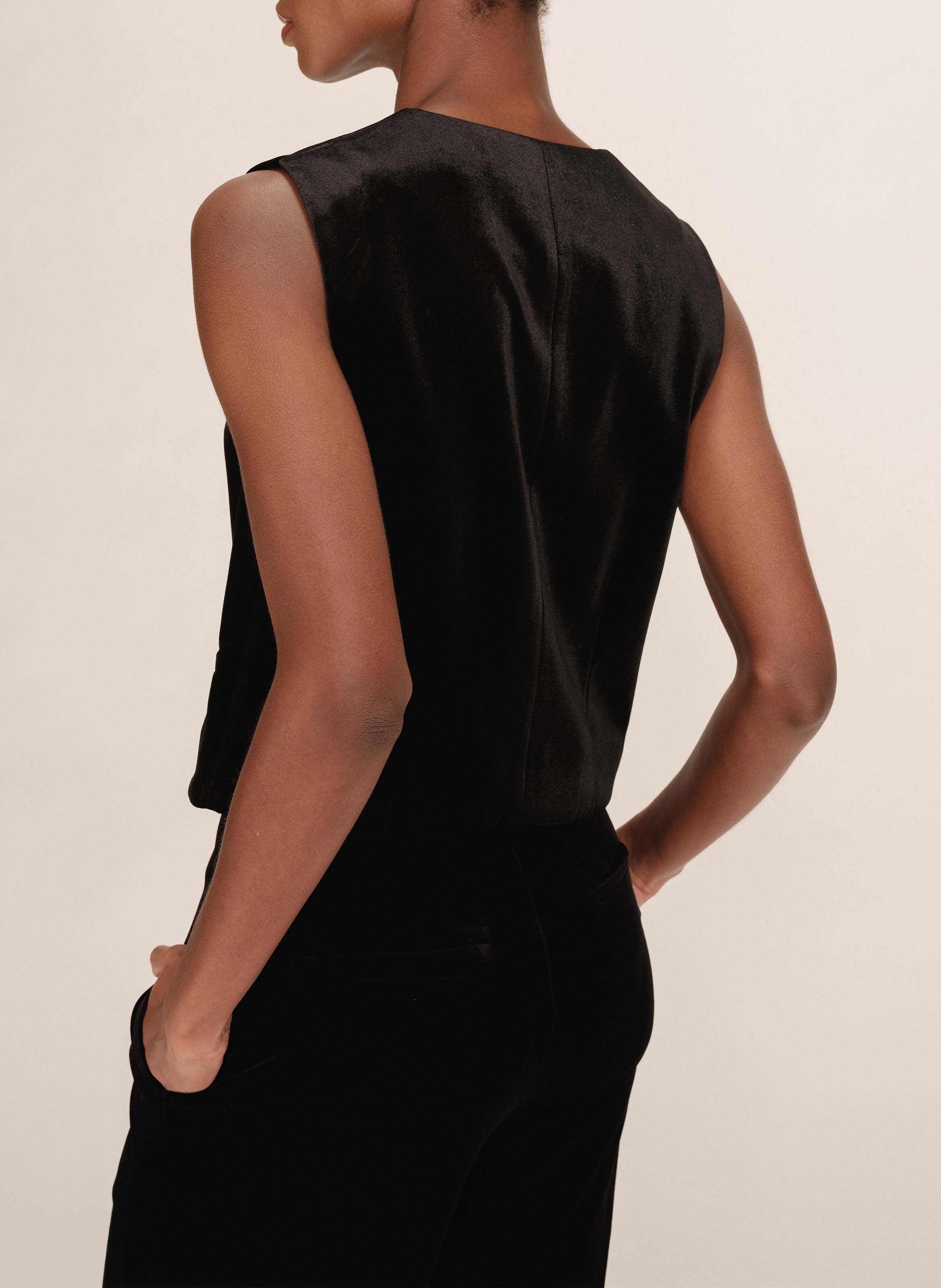 Sleeveless velvet vest GRACE ET MILA Black