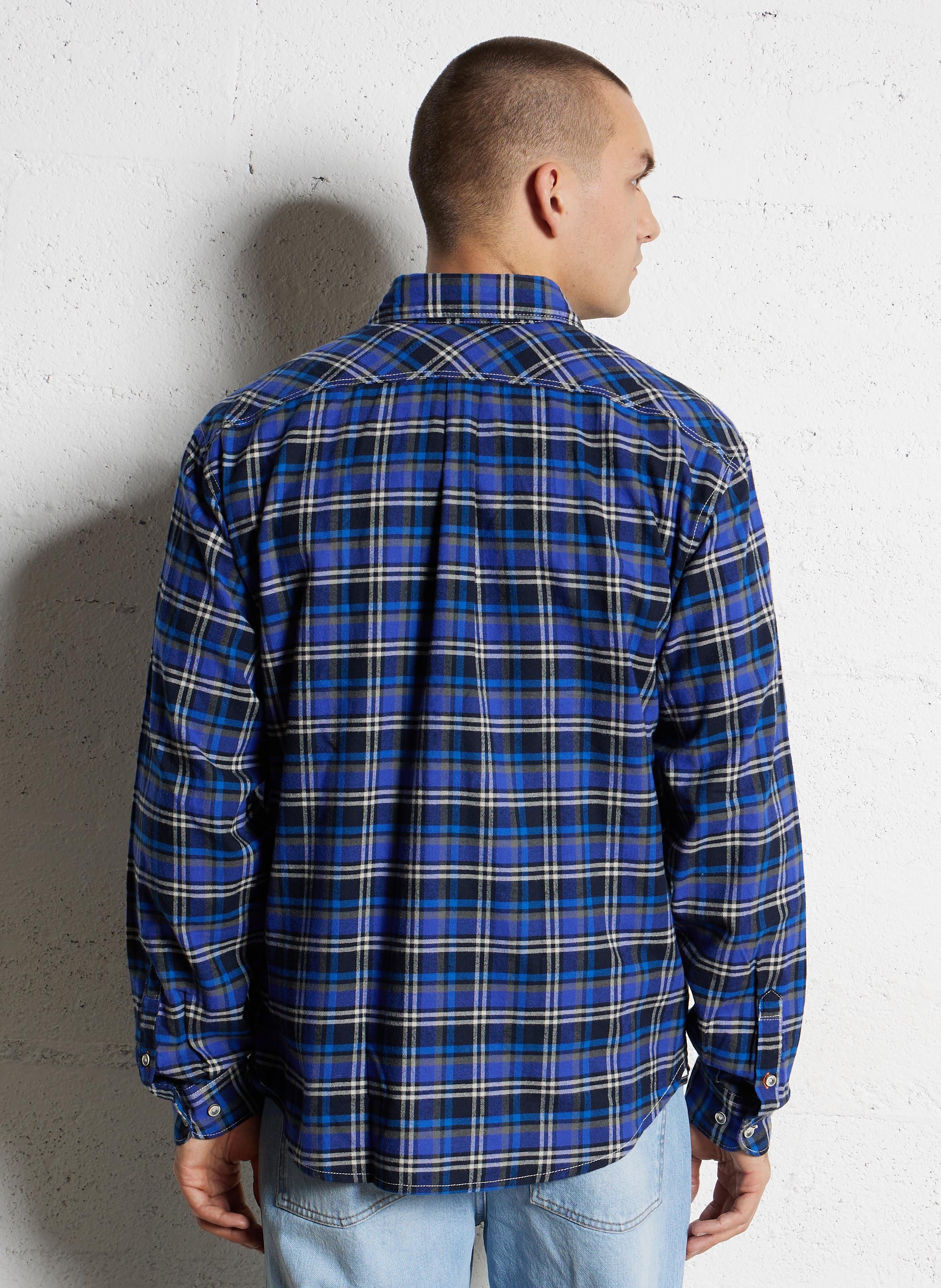 Chemise droite col américain à carreaux en coton NAPAPIJRI Bleu