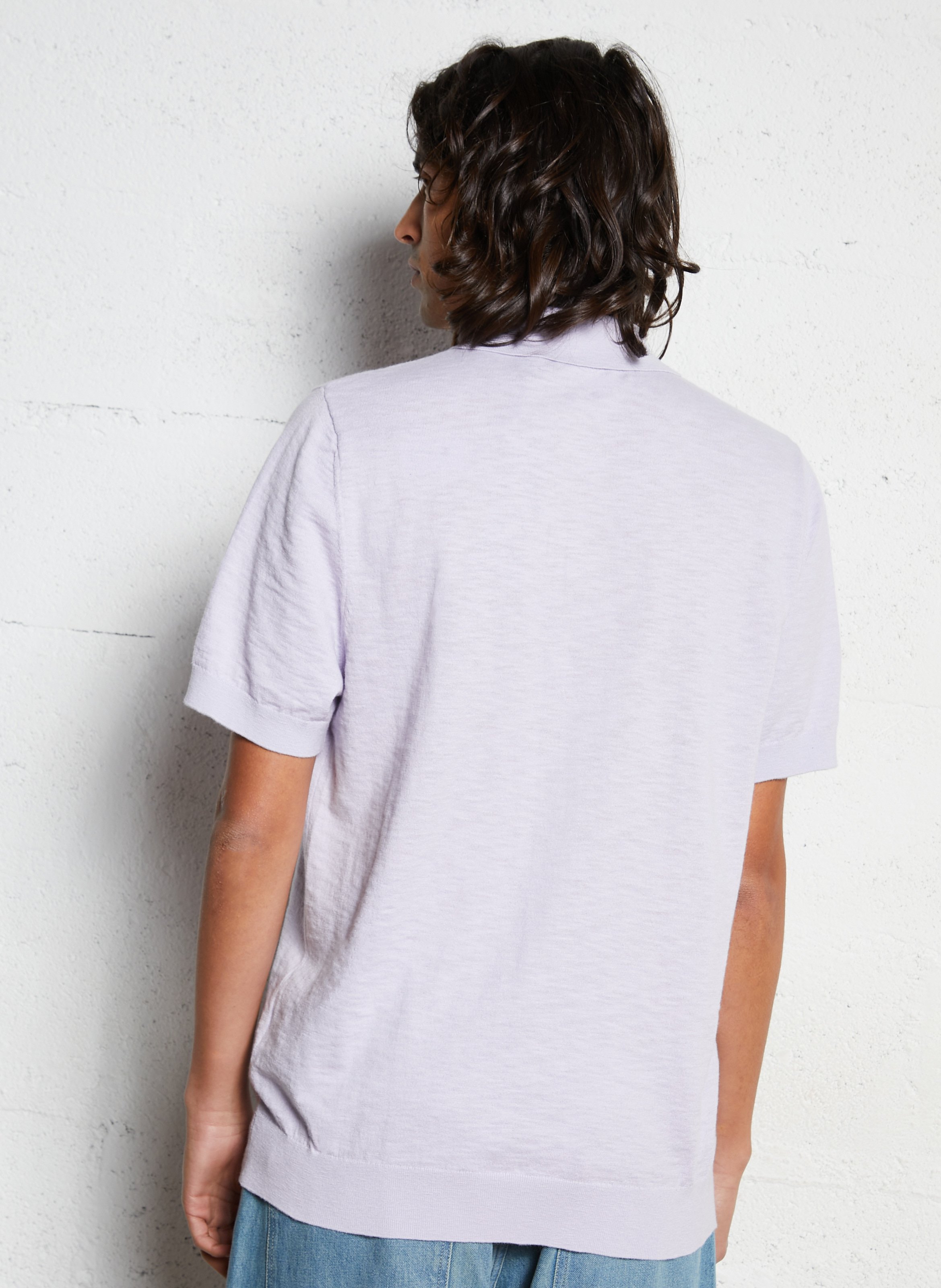 Short-sleeved polo in flamed knit IKKS Purple