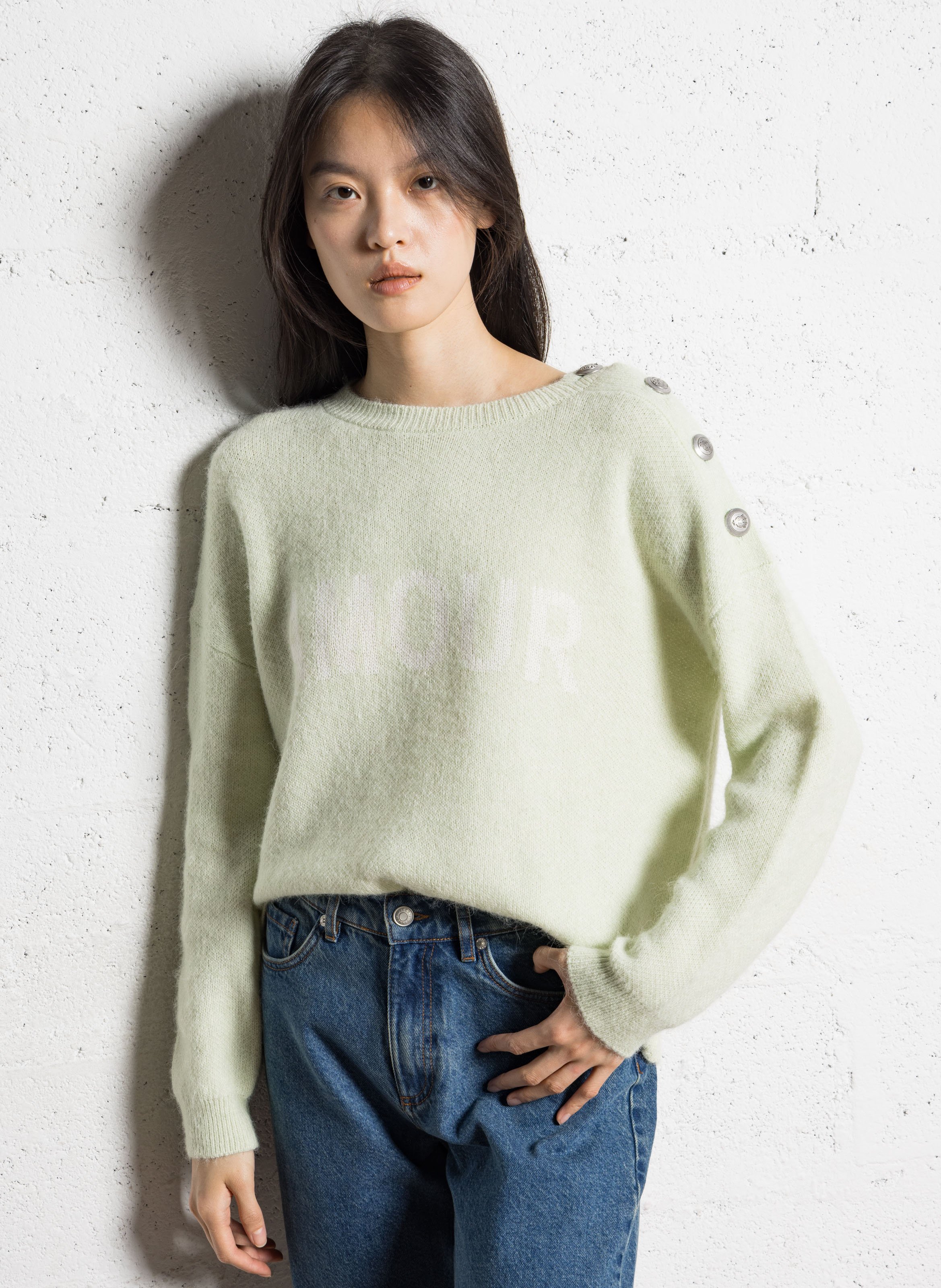 Maglione dritto scollo tondo in maglia IKKS Verde