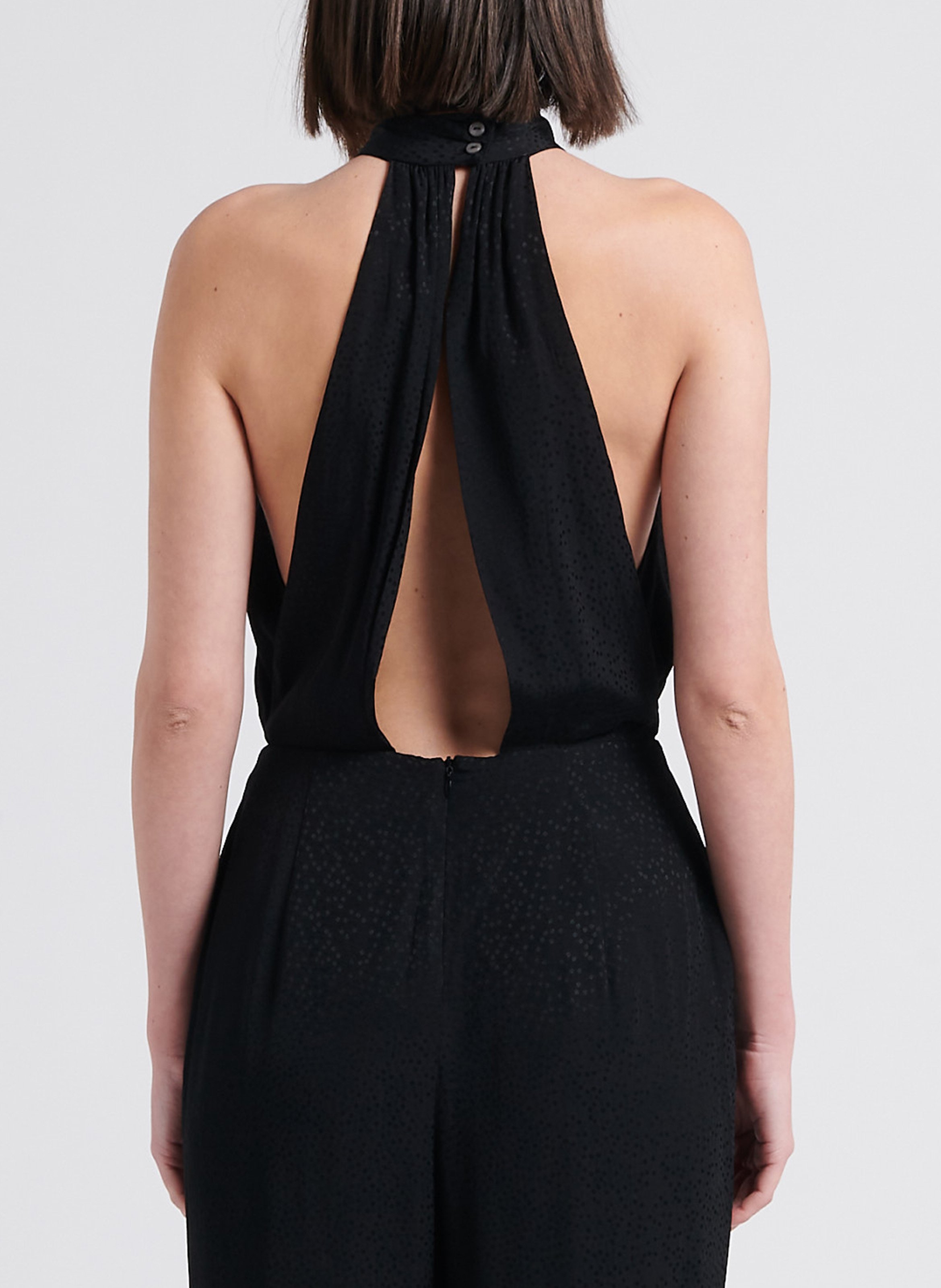 American sleeve wide-leg jumpsuit ATTIC AND BARN Black