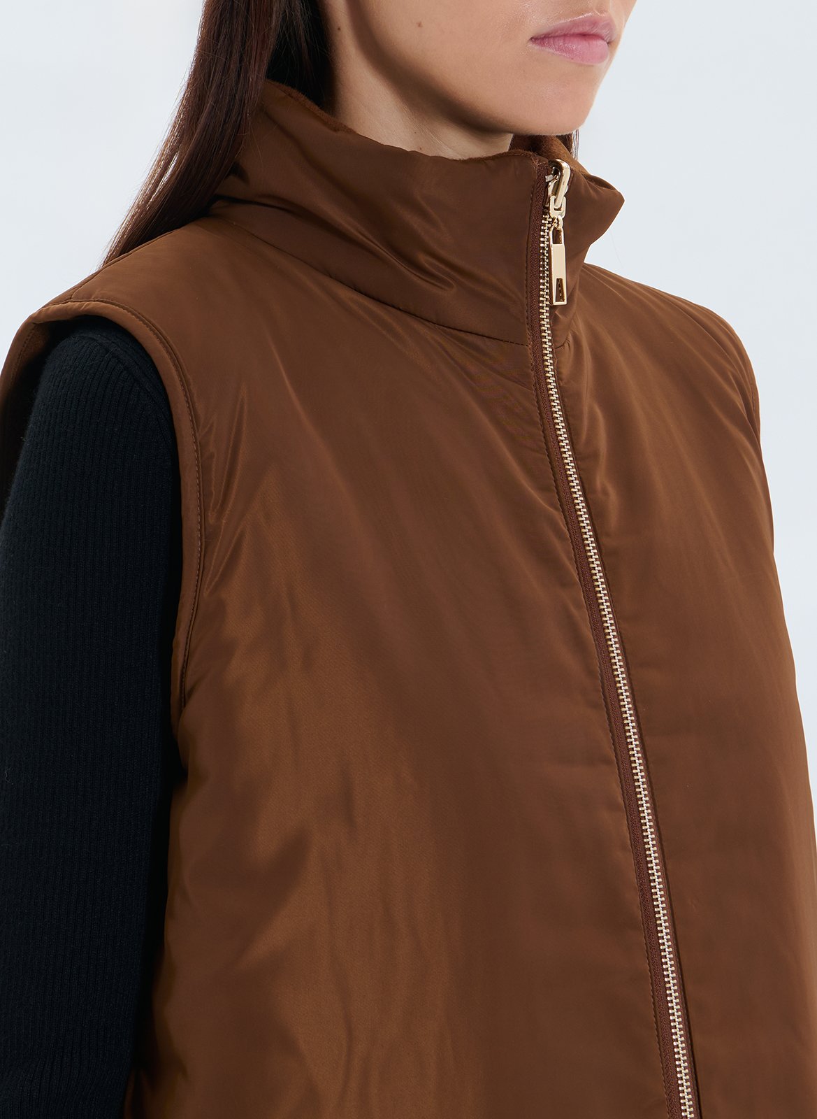 Mohair and merino wool high-neck cardigan ZAPA Brown