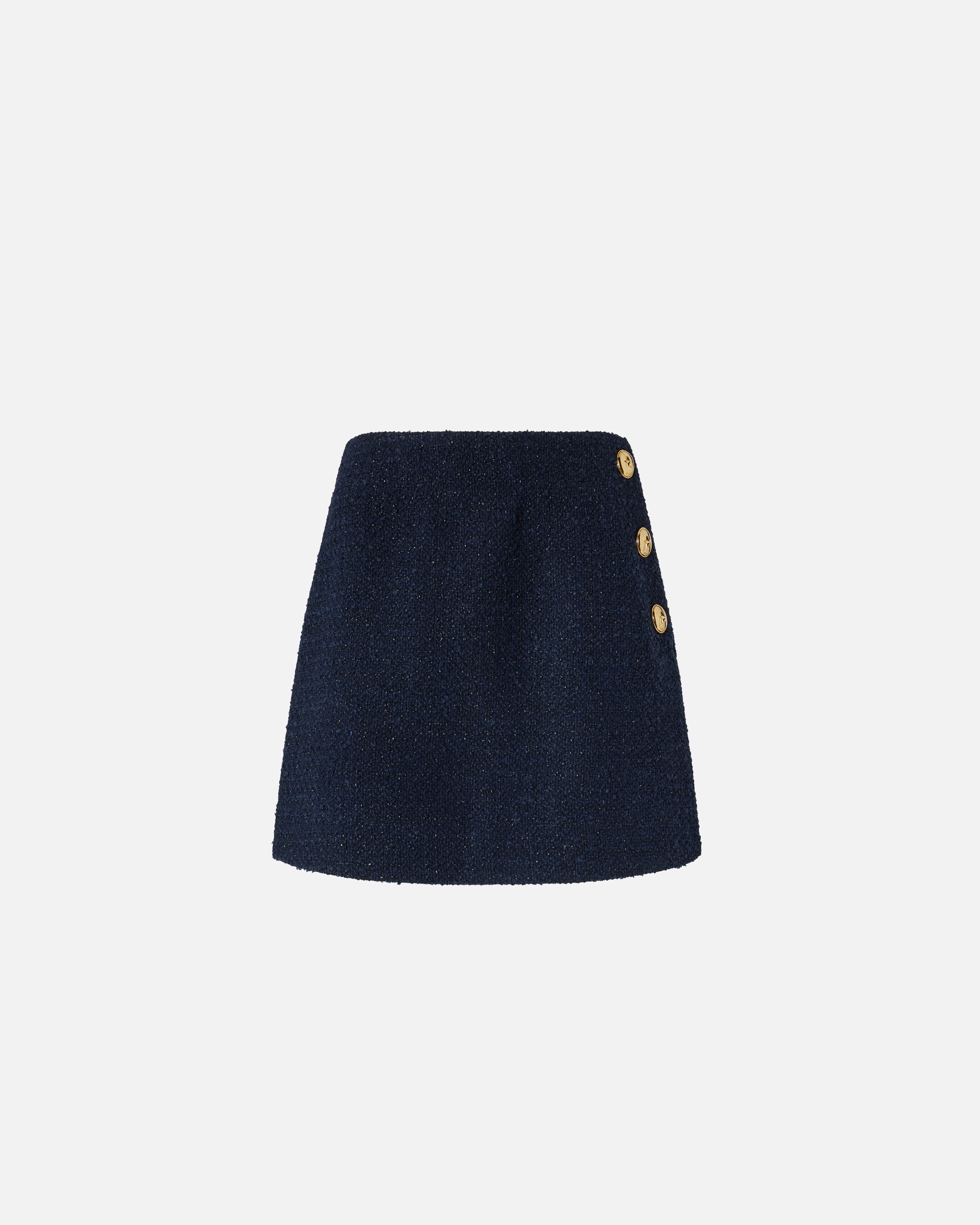 Wrap mini skirt in cotton and wool bouclé PINKO Blue