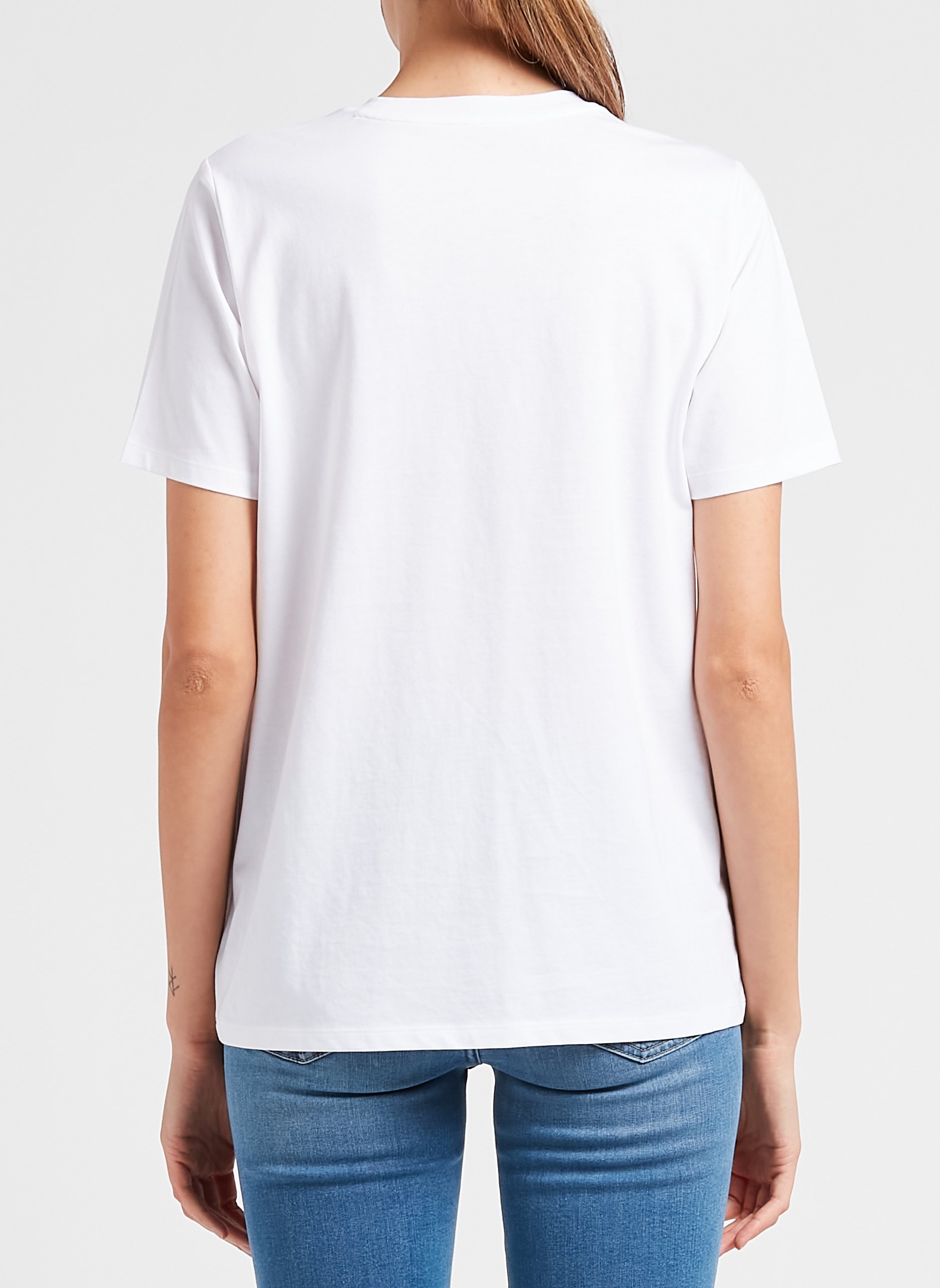 Tee shirt col rond à logo en coton bio MICHAEL KORS Blanc