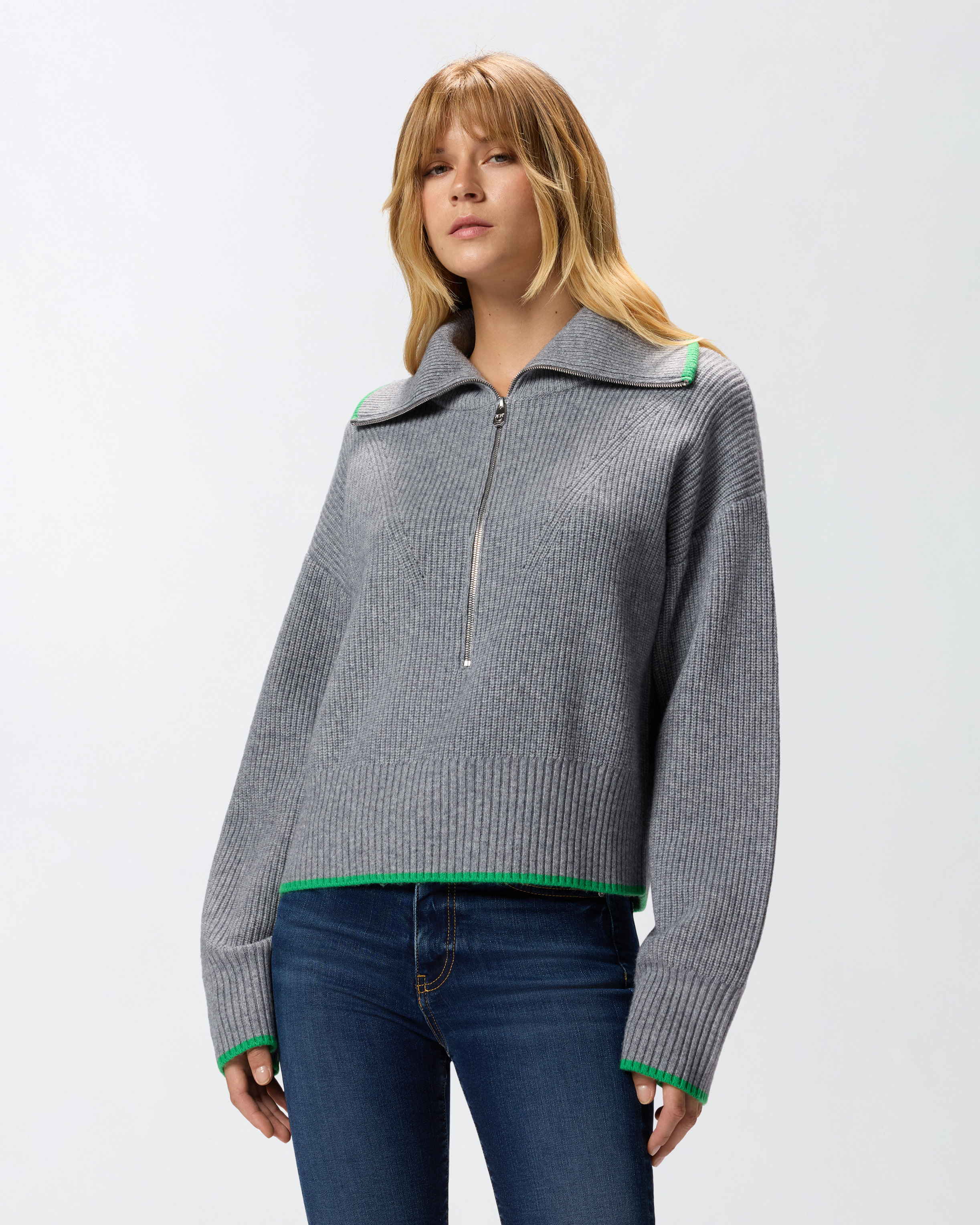 Zip-up wool and cashmere sweater PINKO Grey