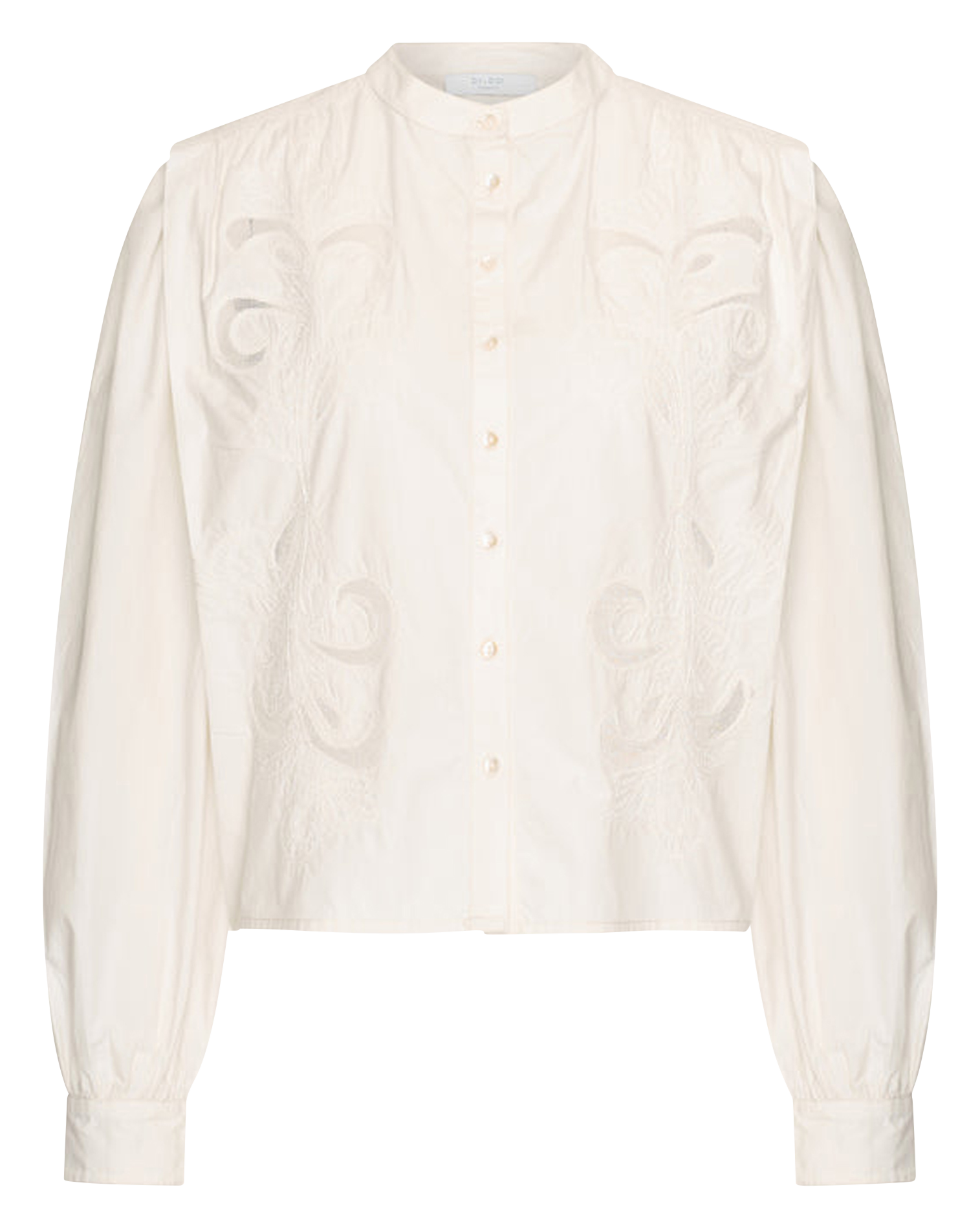 Wijde linnen blouse met klassieke kraag BY BAR Wit