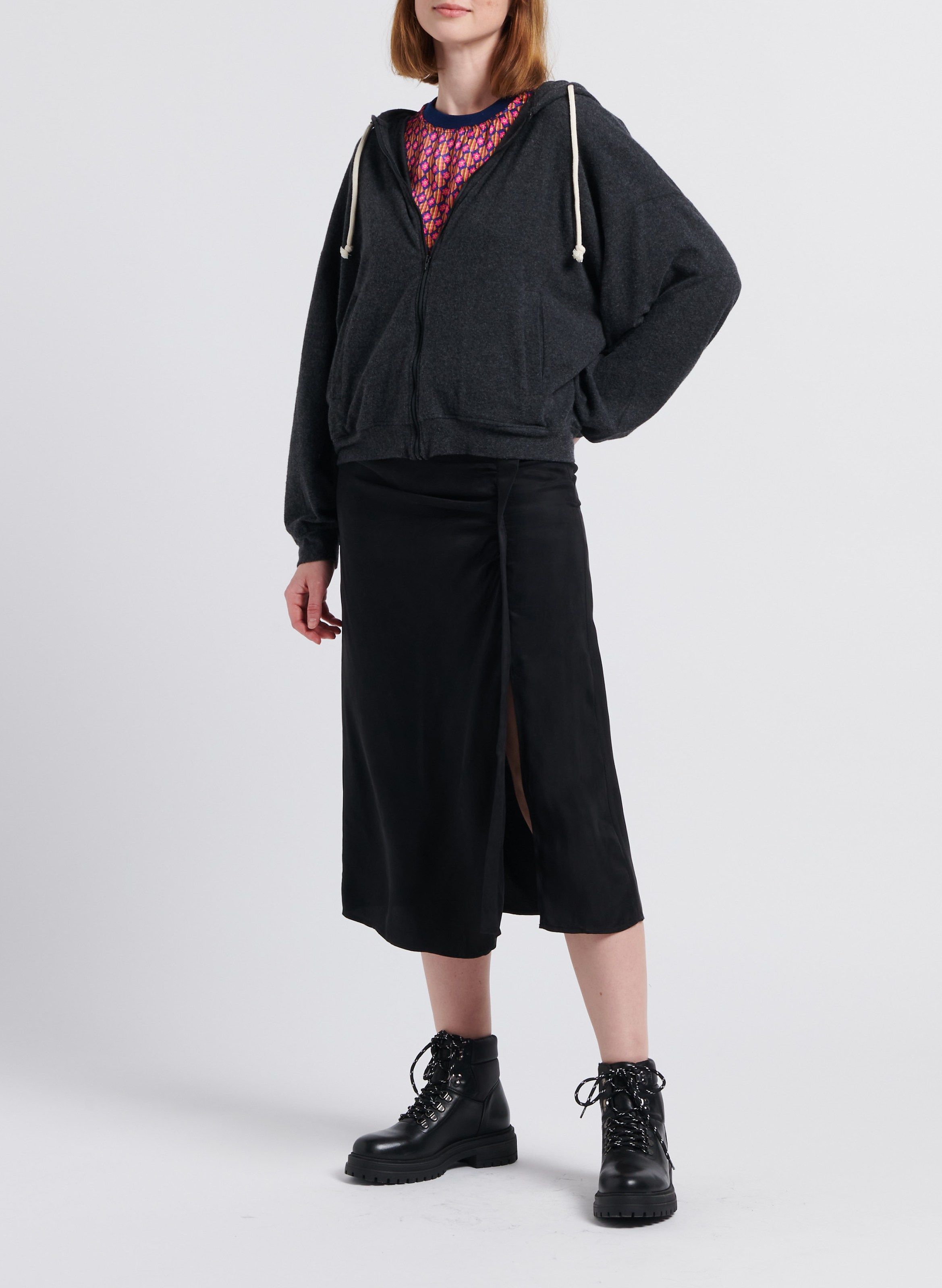 Kapuzensweatshirt aus Baumwoll-Mix AMERICAN VINTAGE Schwarz