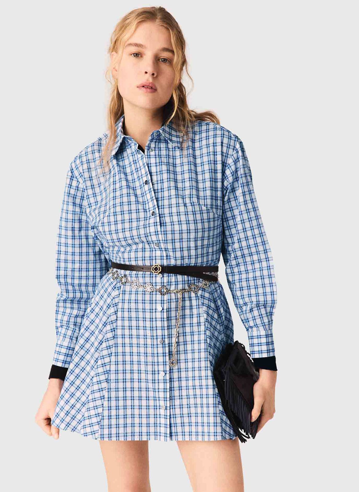 Robe courte à carreaux  MAJE Bleu