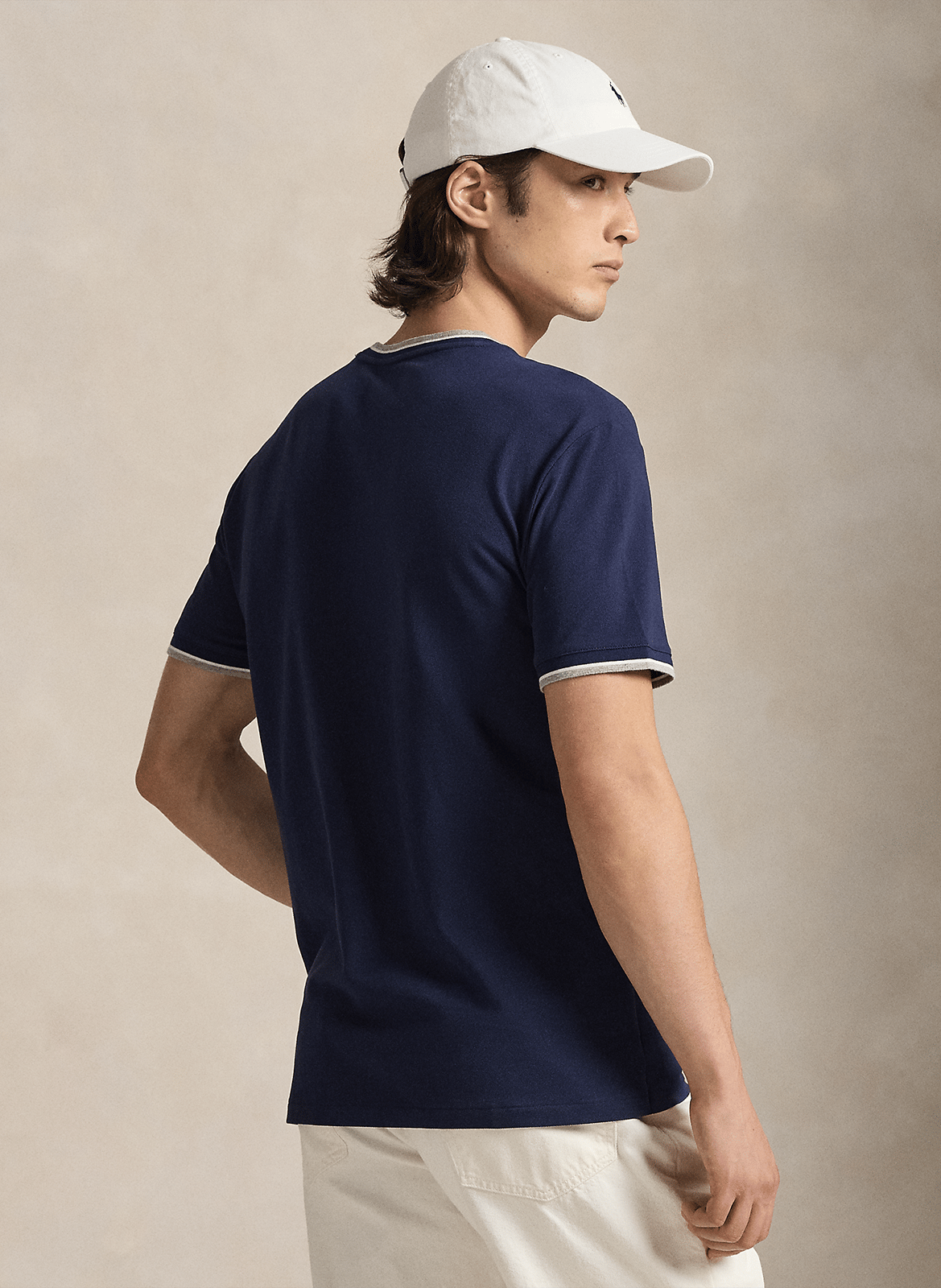 Camiseta de mezcla de algodón recta con cuello redondo POLO RALPH LAUREN Azul