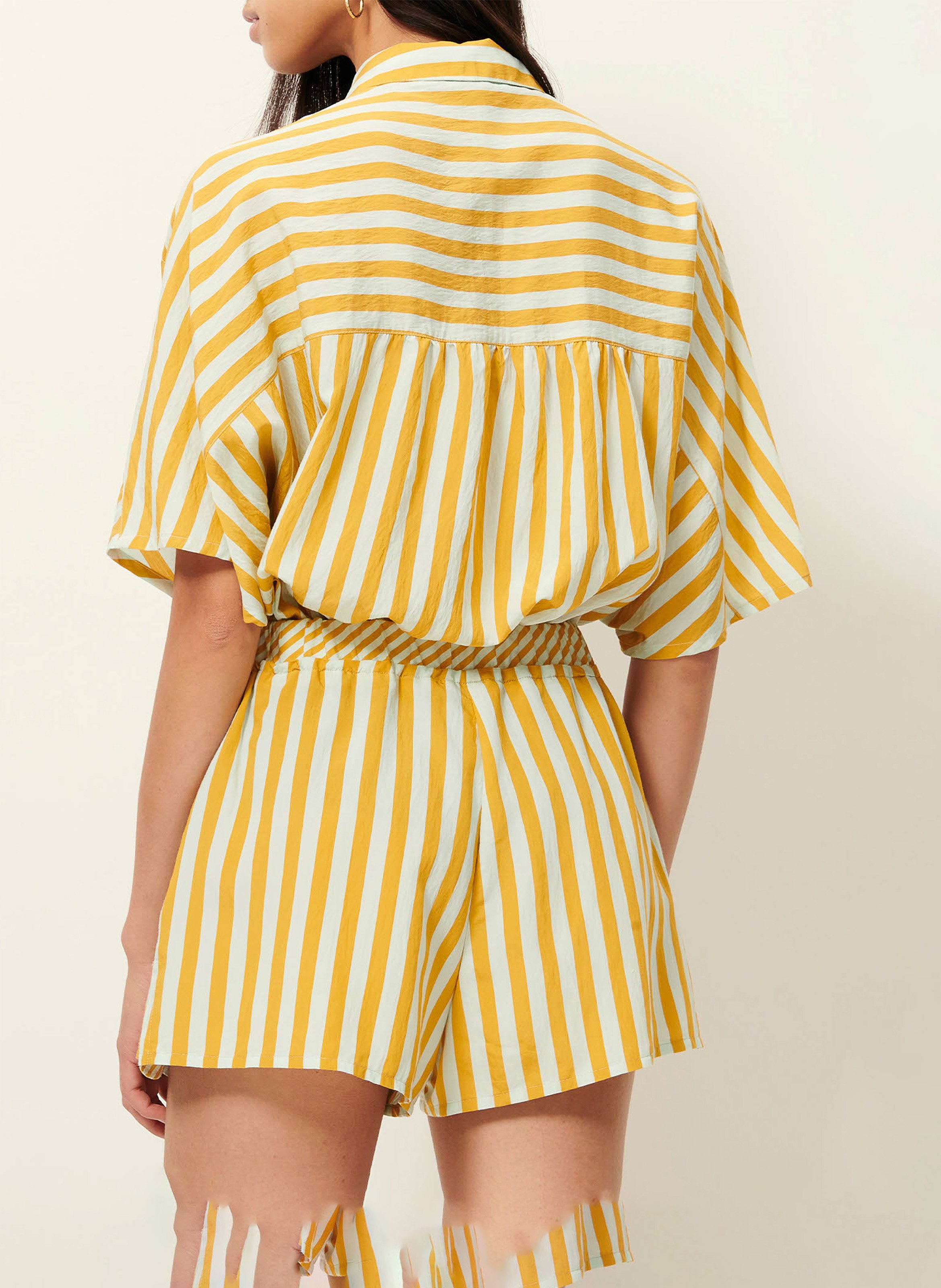 Gestreepte crop top SESSUN Geel