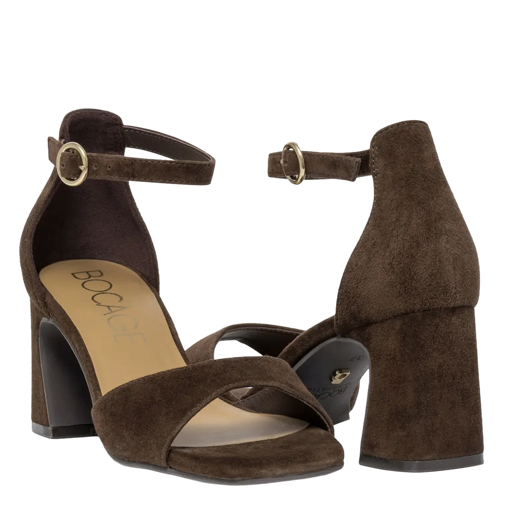 Heeled suede sandals BOCAGE Brown