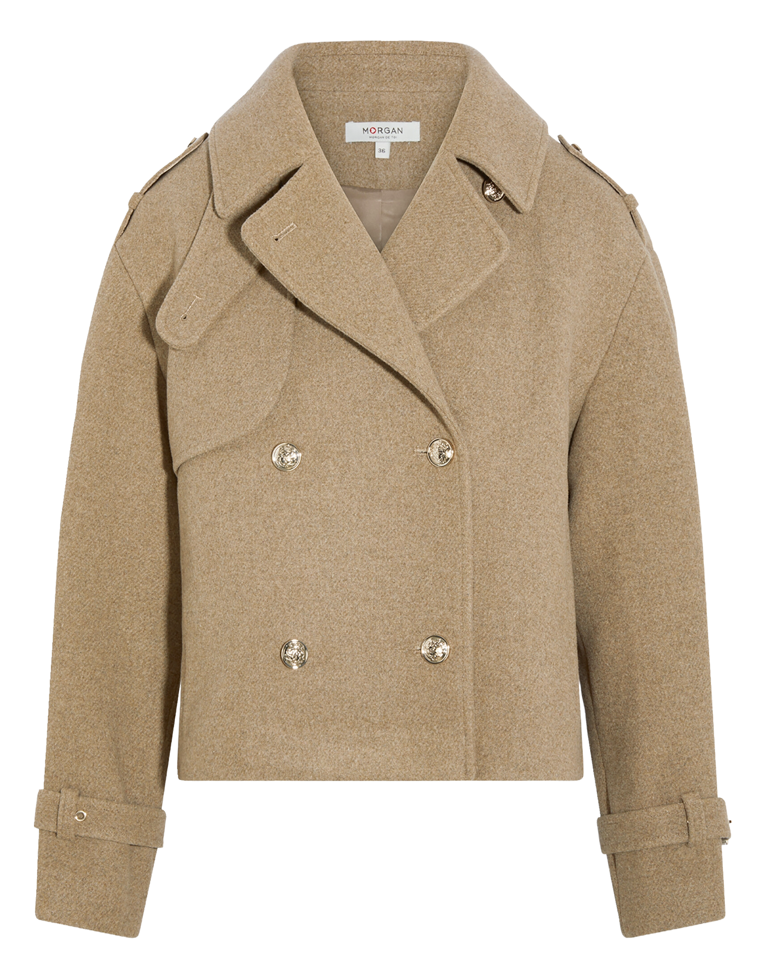 Manteau droit col classique MORGAN Beige