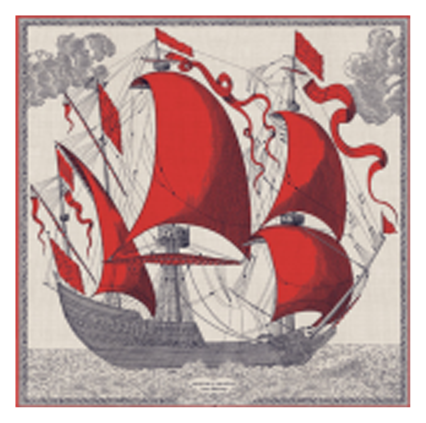 Carré imprimé en coton et soie INOUI EDITIONS Rouge