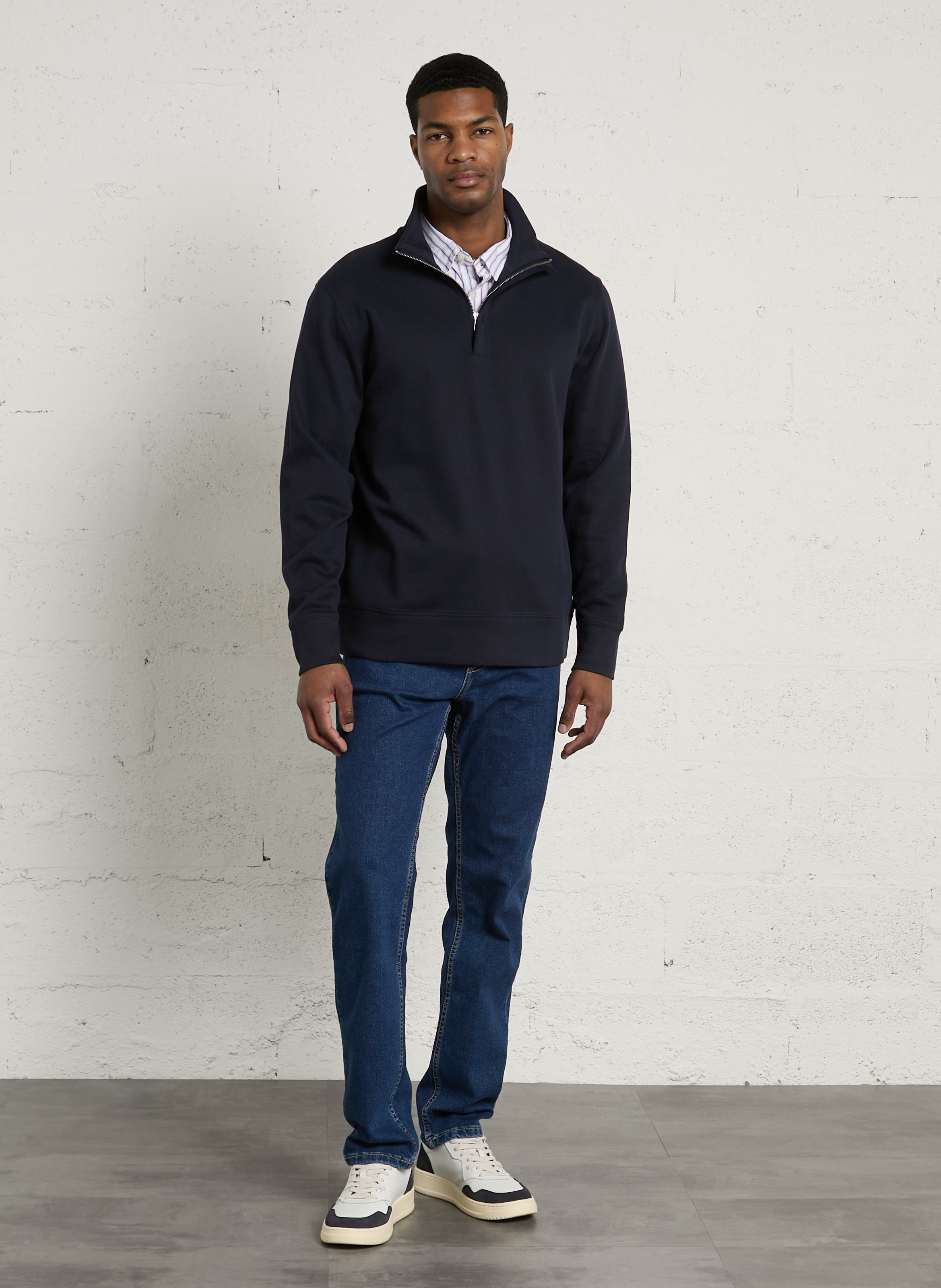 Pull droit col camionneur en coton GANT Bleu